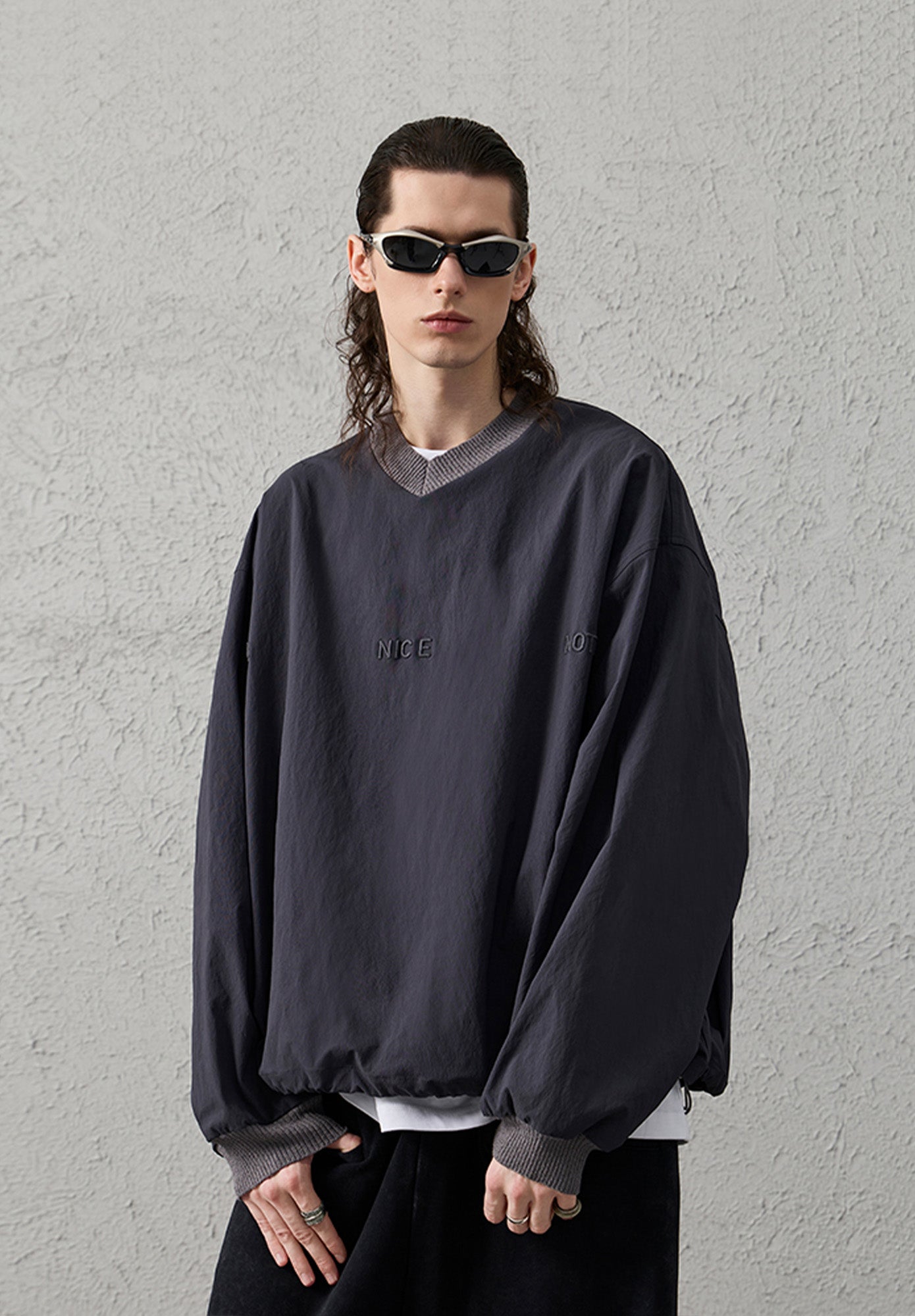 ORGANIC EMOTION Water-Repellent LOGO Embroidered Drawstring Sweatshirt, premium urban and streetwear designers apparel on PROJECTISR.com, ORGANIC EMOTION