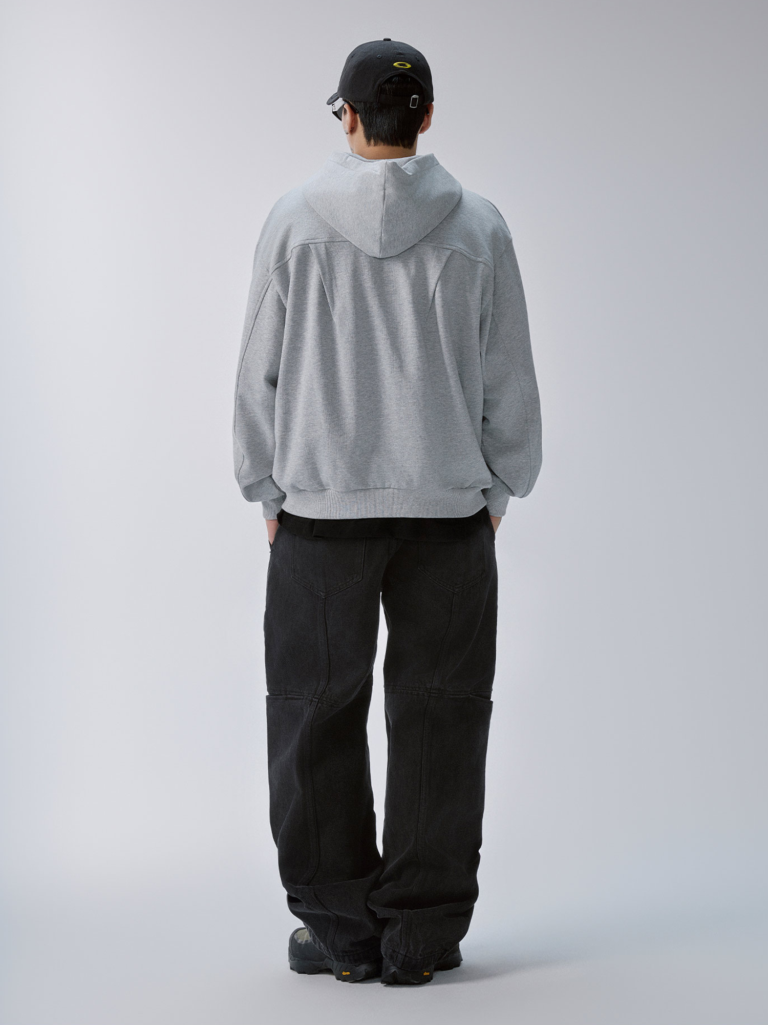 F2CE Washed Panel Multi-Pocket Straight-Leg Jeans