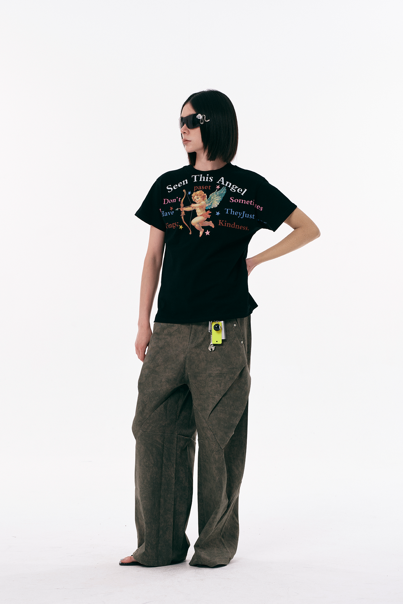 PASET Distressed Paneled Folded Curved Pants