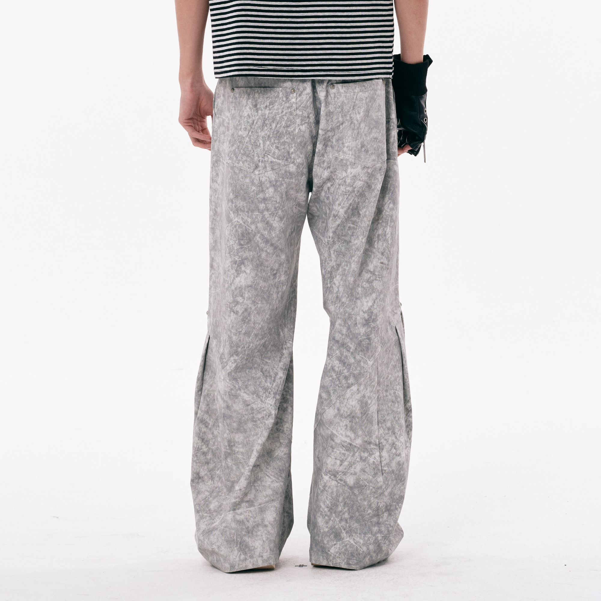 PASET Distressed Marbled Curved Pants
