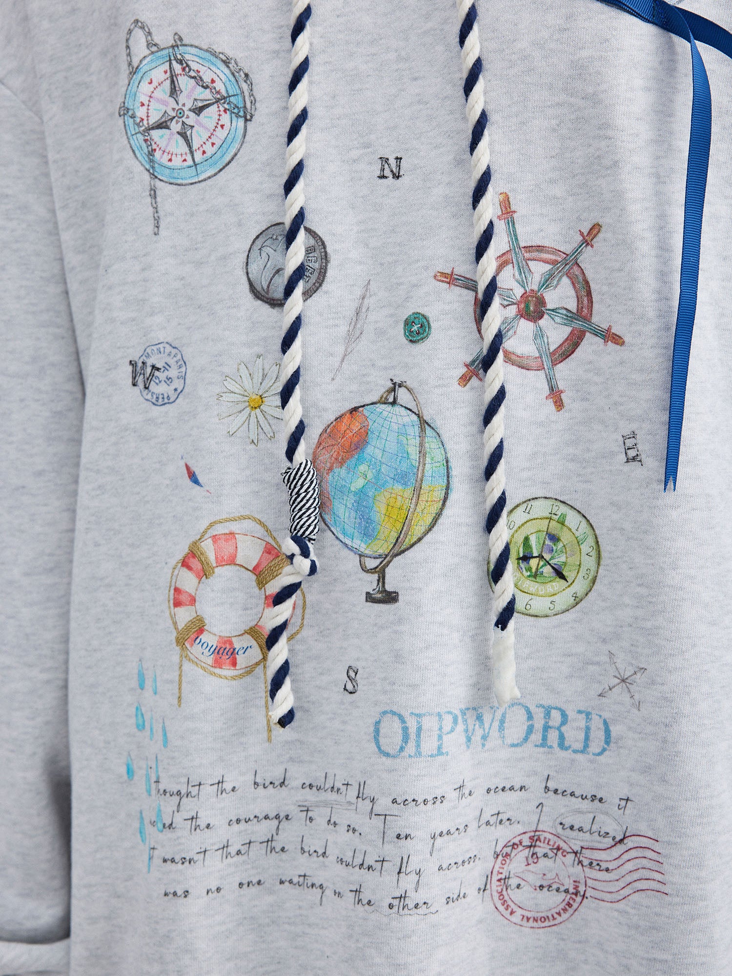 OIPWORD Voyager Graphic Scallop-Hem Sweatshirt