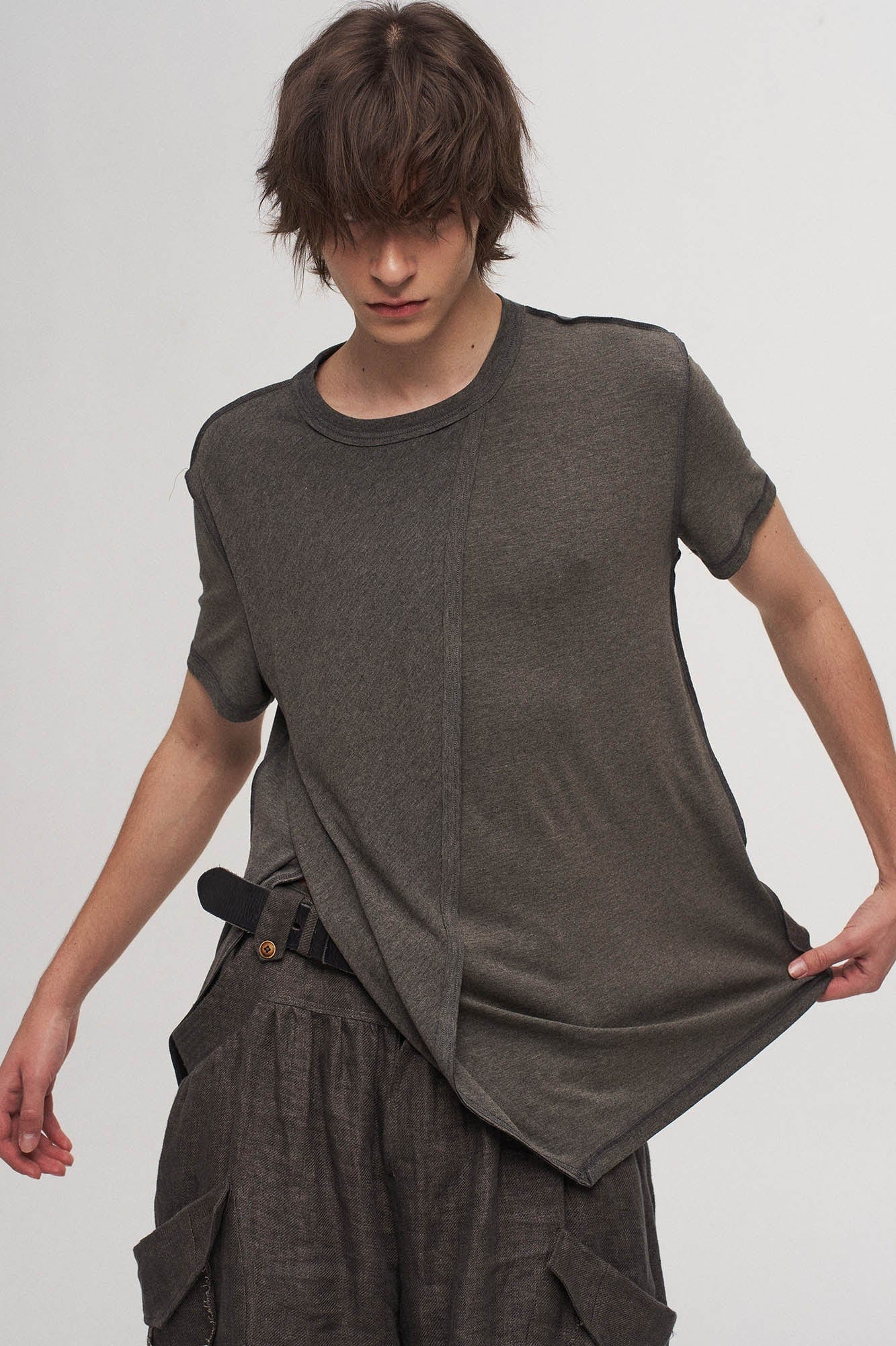 ILNya Nieternite Nifutur Asymmetrical Layered Spliced T-Shirt, premium urban and streetwear designers apparel on PROJECTISR.com, ILNya Nieternite Nifutur