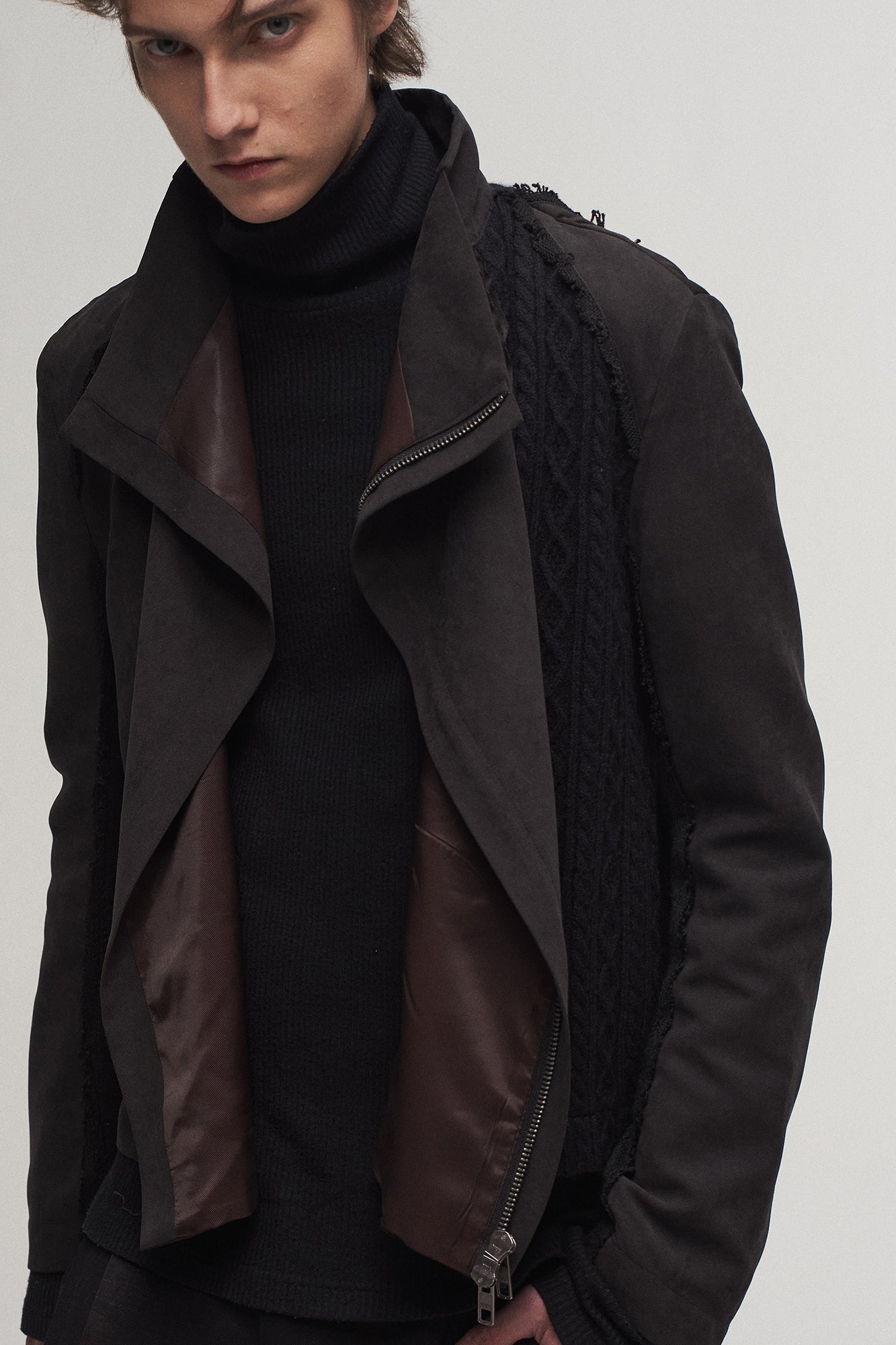 ILNya Nieternite Nifutur Asymmetrical Frayed Seam Ruffle Jacket