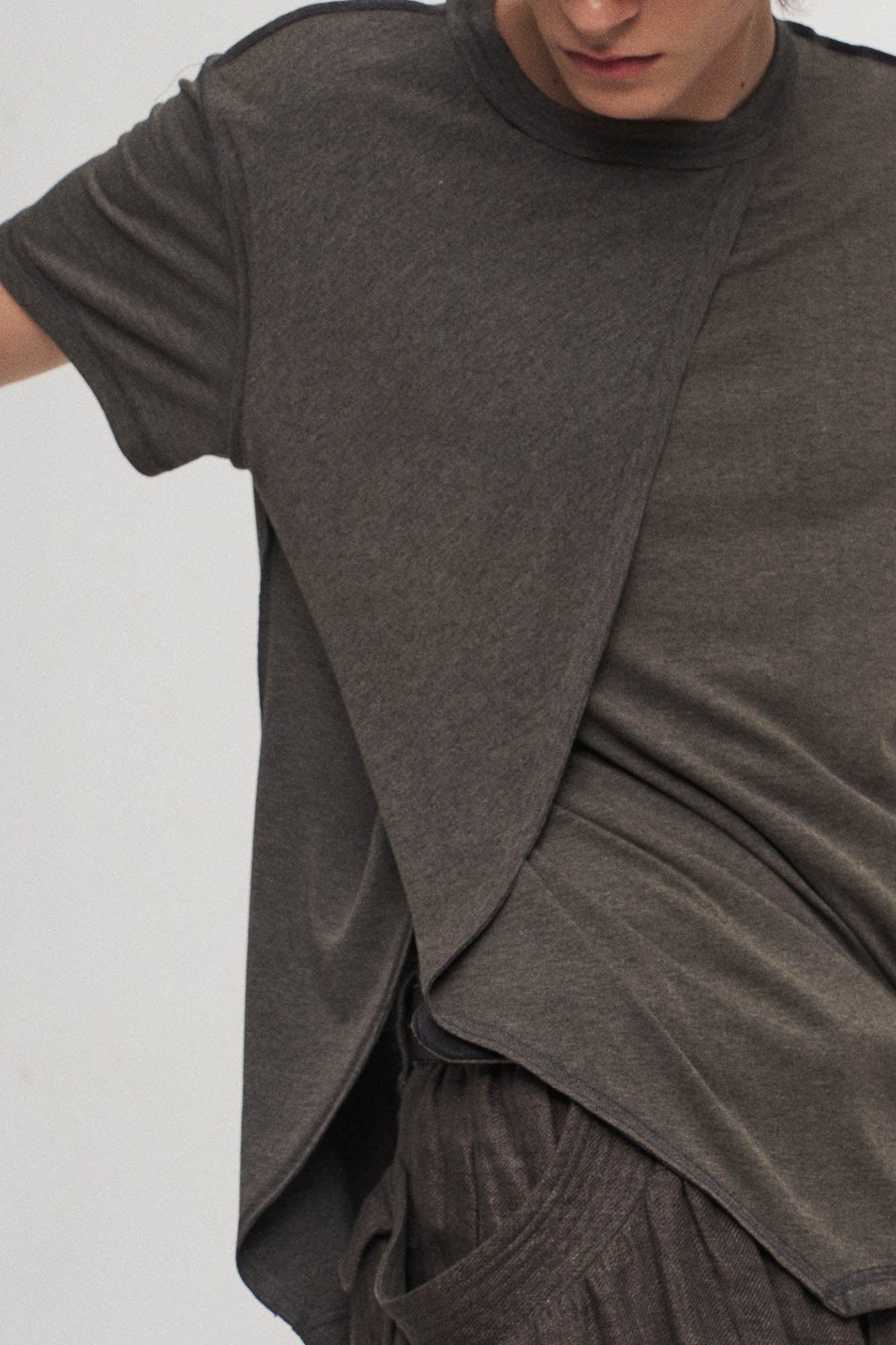 ILNya Nieternite Nifutur Asymmetrical Layered Spliced T-Shirt, premium urban and streetwear designers apparel on PROJECTISR.com, ILNya Nieternite Nifutur
