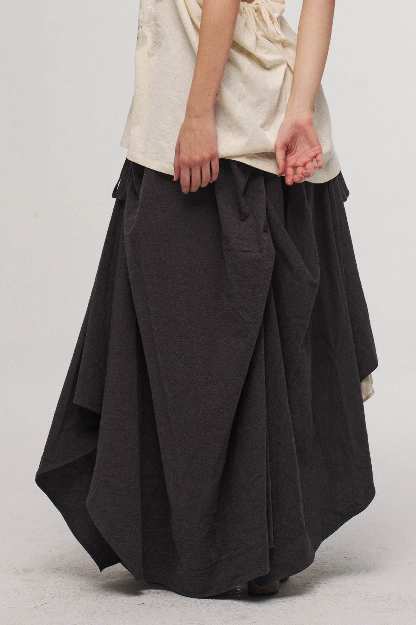 ILNya Nieternite Nifutur Asymmetrical Layered Stripe Ruffled Maxi Skirt, premium urban and streetwear designers apparel on PROJECTISR.com, ILNya Nieternite Nifutur