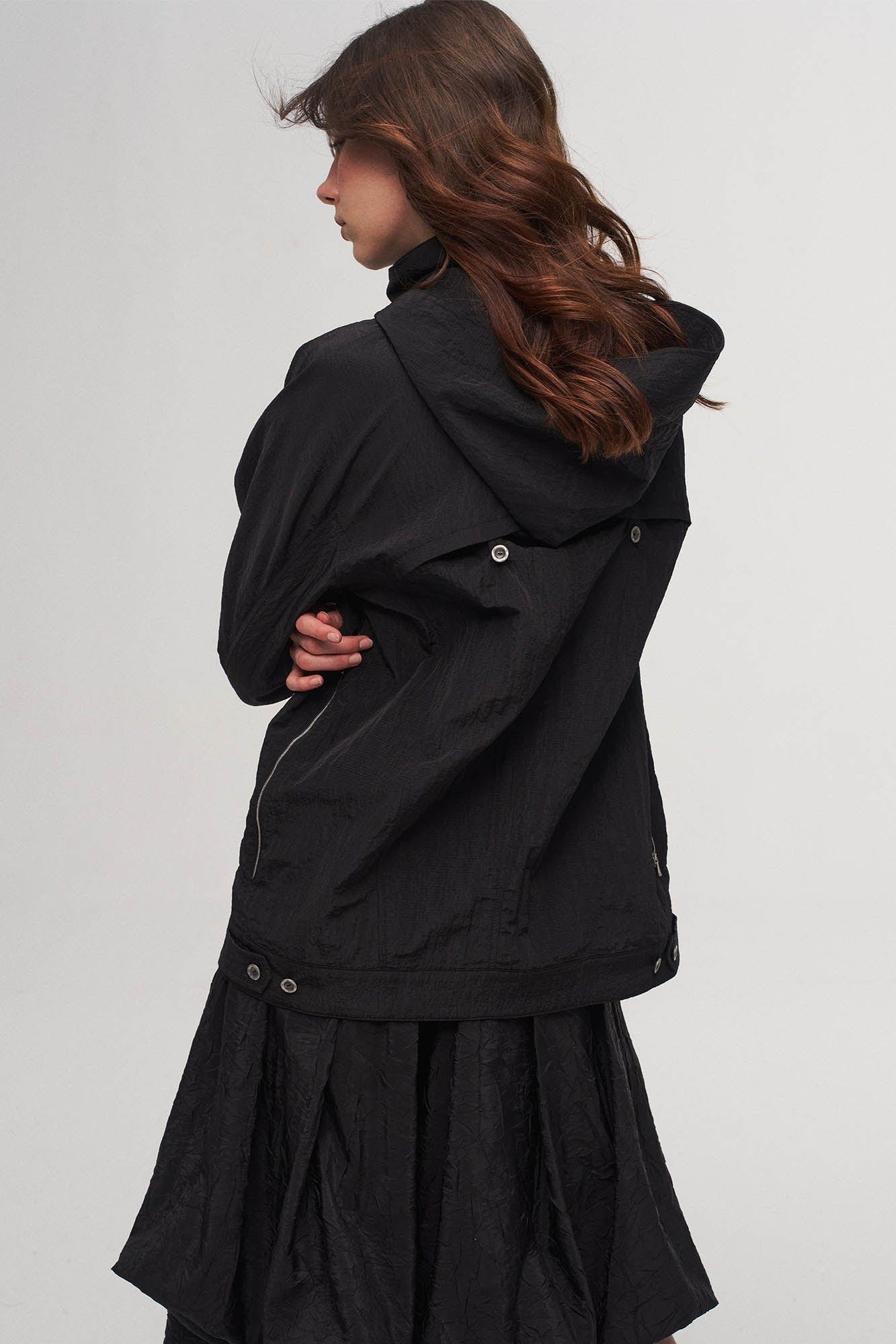 ILNya Nieternite Nifutur Crinkled Hooded Dual-Zipper Jacket, premium urban and streetwear designers apparel on PROJECTISR.com, ILNya Nieternite Nifutur