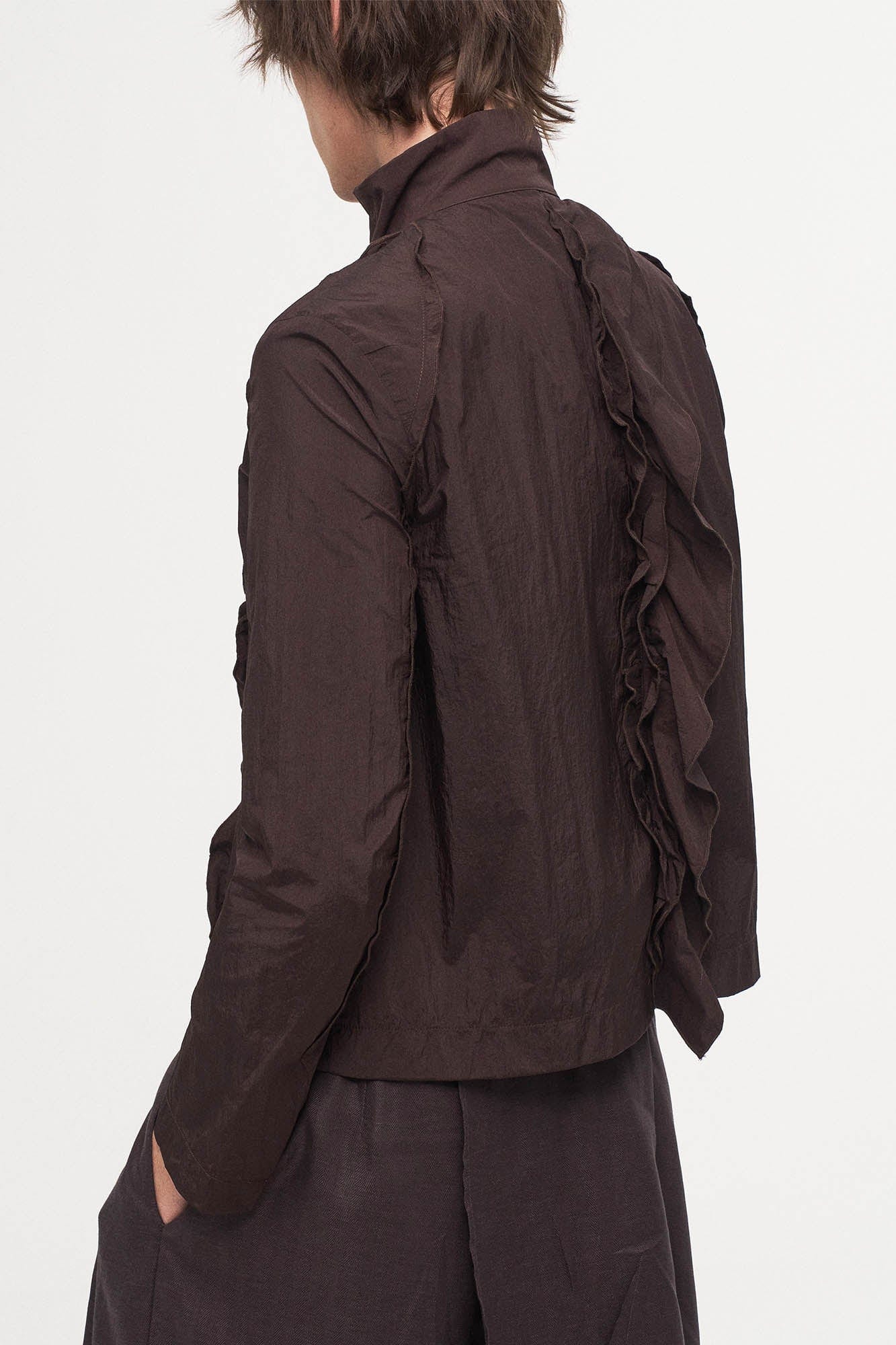 ILNya Nieternite Nifutur Ruffled Spliced High-Neck Jacket, premium urban and streetwear designers apparel on PROJECTISR.com, ILNya Nieternite Nifutur