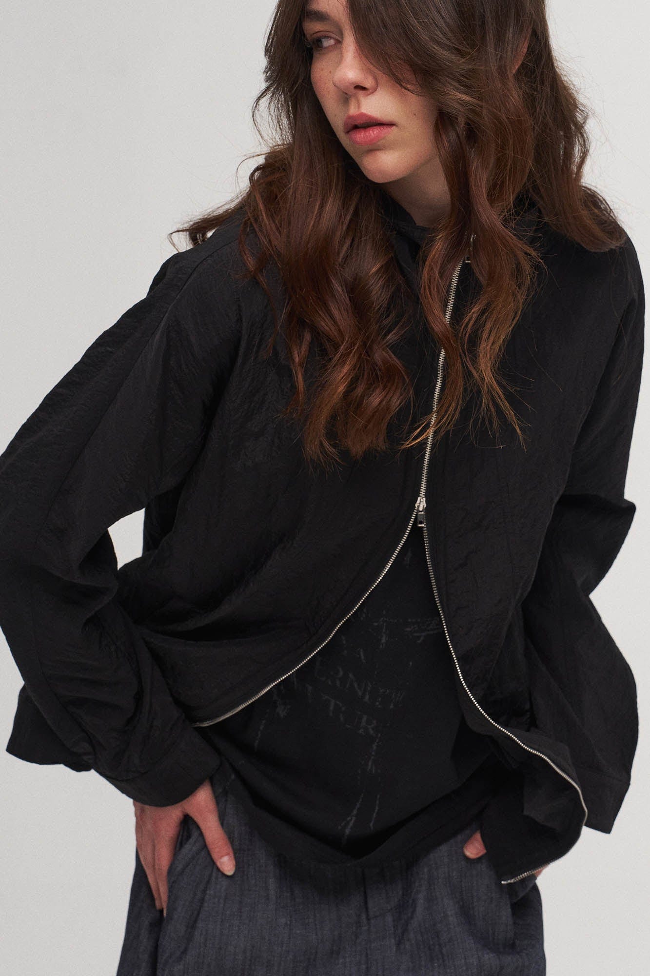 ILNya Nieternite Nifutur Crinkled Hooded Dual-Zipper Jacket, premium urban and streetwear designers apparel on PROJECTISR.com, ILNya Nieternite Nifutur