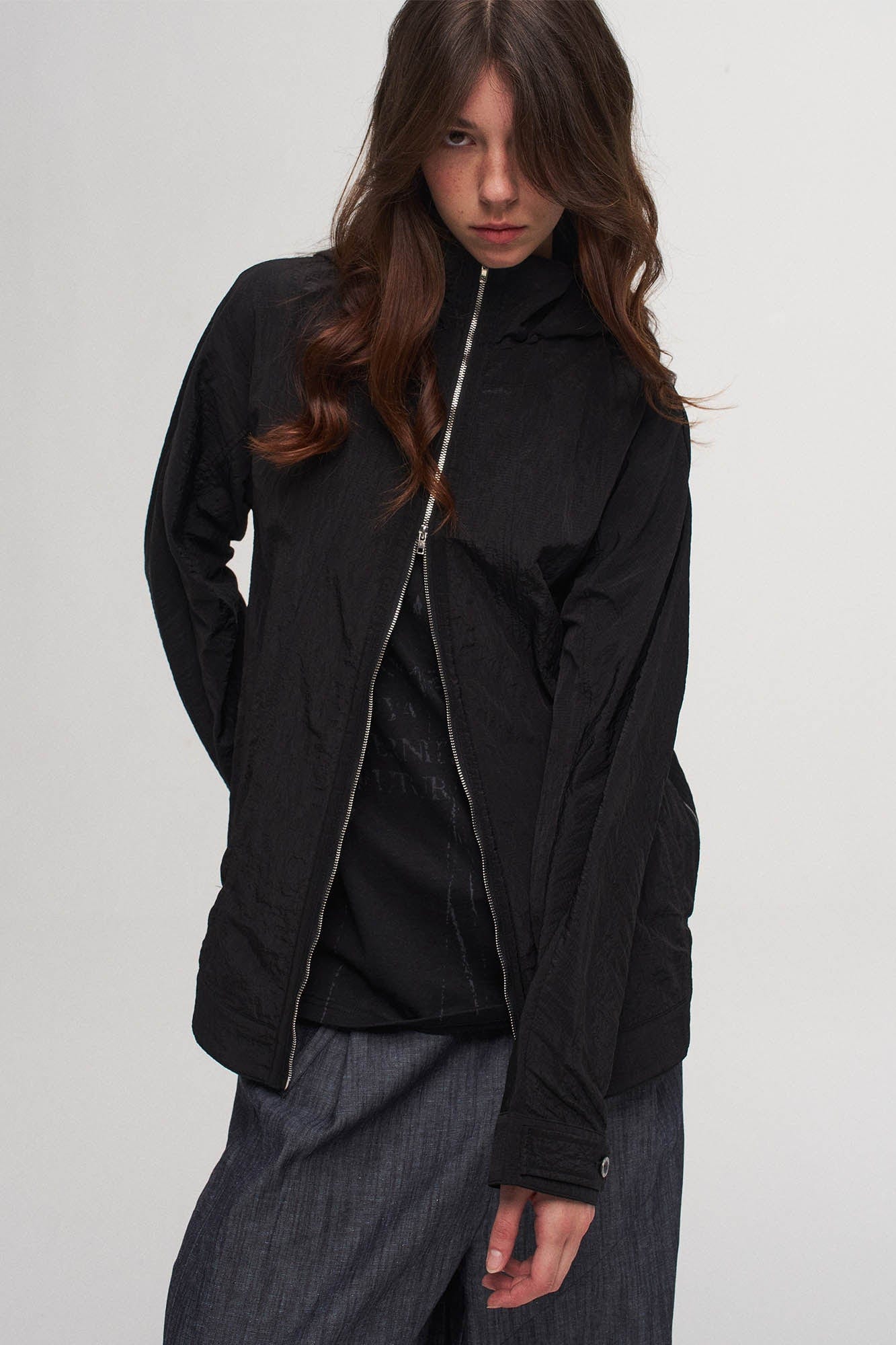 ILNya Nieternite Nifutur Crinkled Hooded Dual-Zipper Jacket, premium urban and streetwear designers apparel on PROJECTISR.com, ILNya Nieternite Nifutur