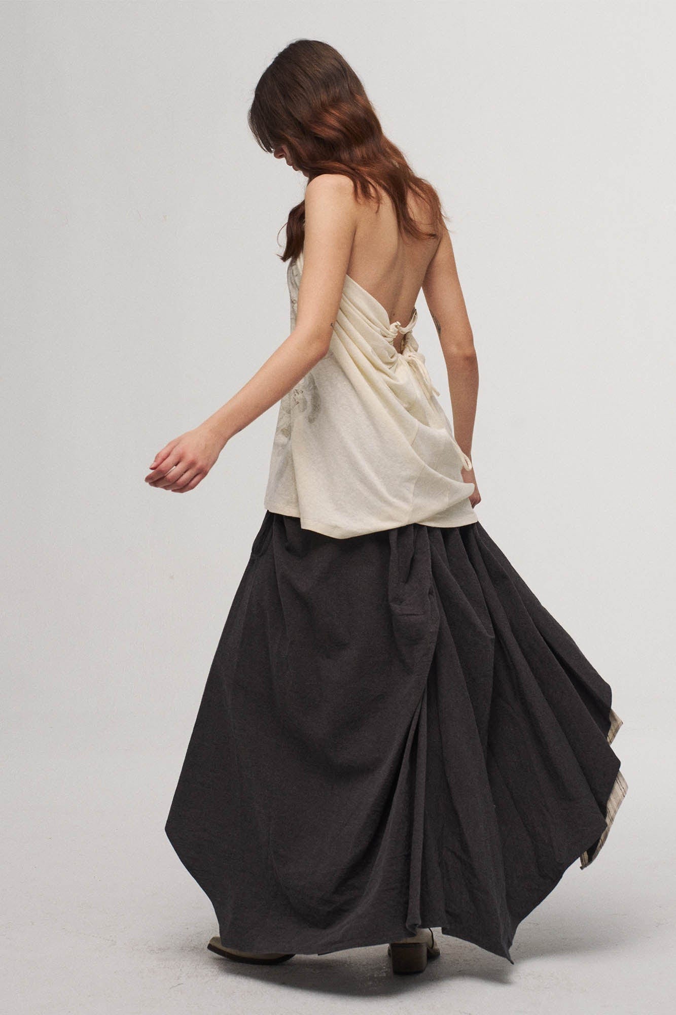 ILNya Nieternite Nifutur Asymmetrical Layered Stripe Ruffled Maxi Skirt, premium urban and streetwear designers apparel on PROJECTISR.com, ILNya Nieternite Nifutur
