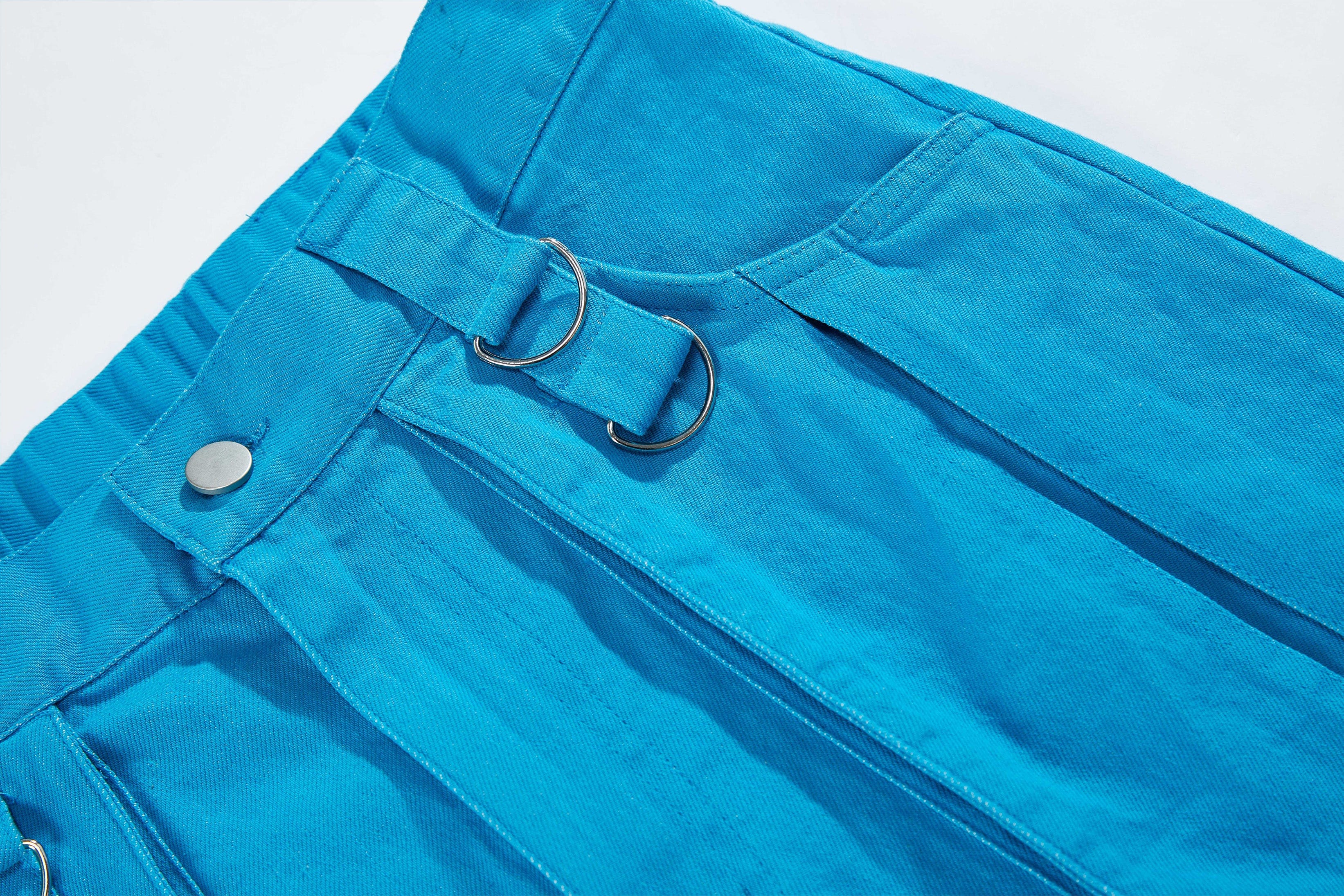 VANN VALRENCE Distressed Utility Frayed-Hem Denim Cargo Pants