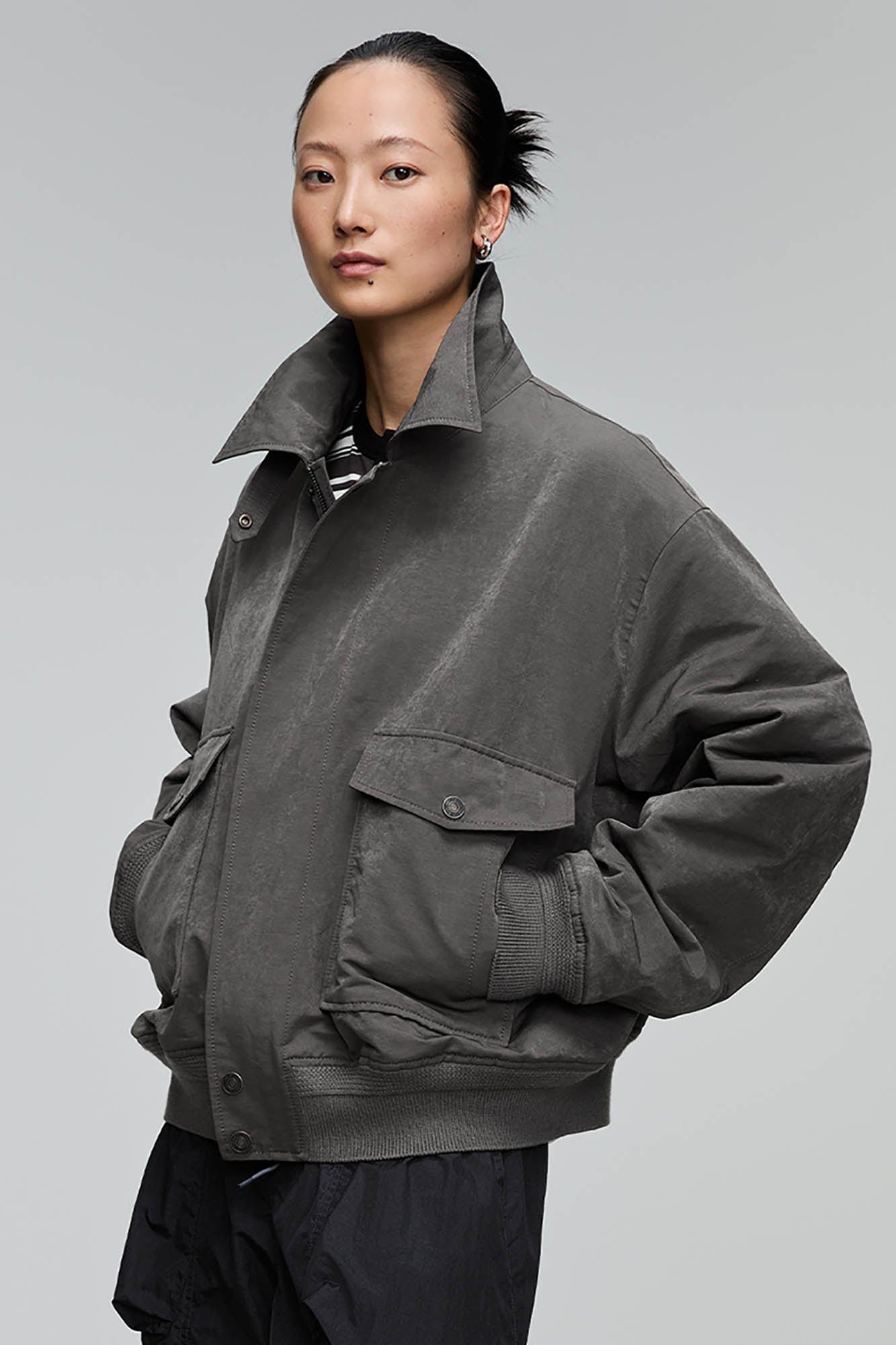 OPICLOTH Retro Stand-Collar Bomber Jacket, premium urban and streetwear designers apparel on PROJECTISR.com, OPICLOTH