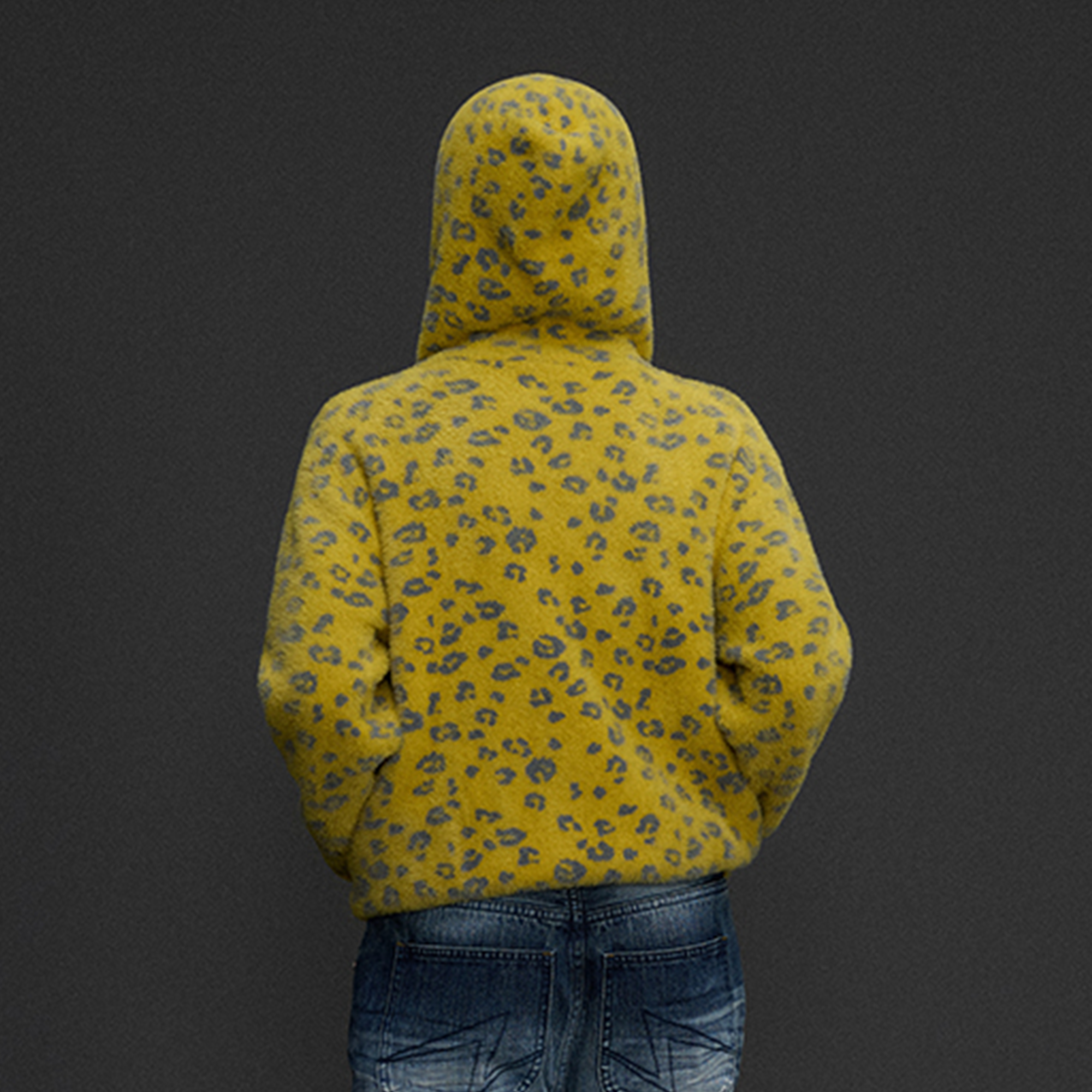 NIANJIUYIKOUER Fuzzy Leopard Jacquard Zip-Up Hoodie Cardigan, premium urban and streetwear designers apparel on PROJECTISR.com, NIANJIUYIKOUER