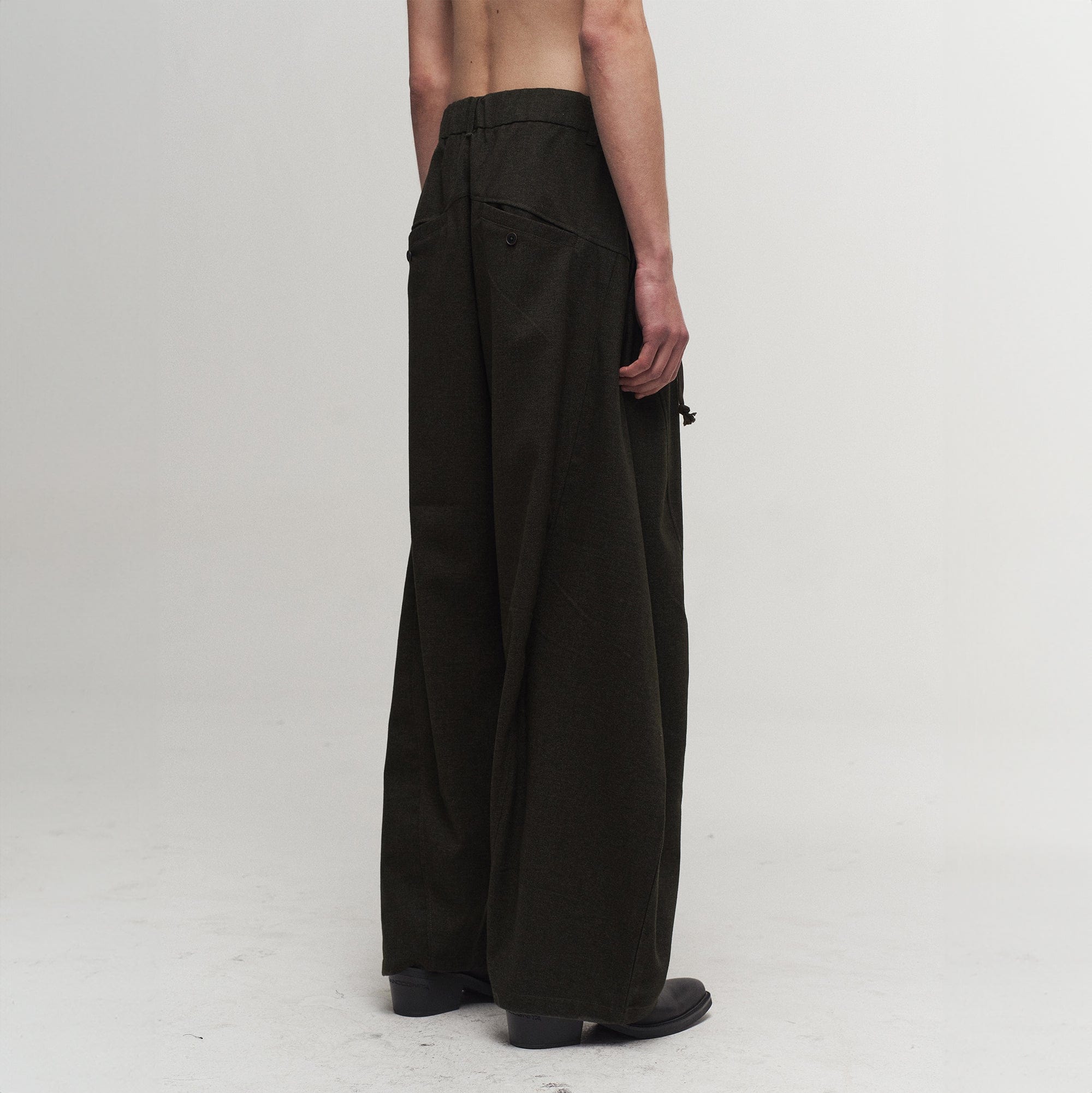 ILNya Nieternite Nifutur Slanted Spliced Drawstring Wide-Leg Pants