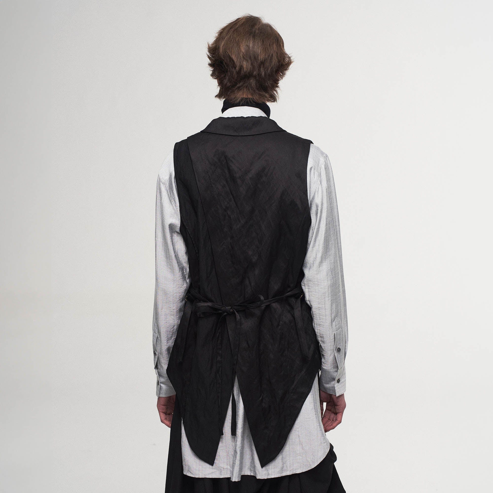 ILNya Nieternite Nifutur Asymmetrical Shawl Collar Belted Crinkled Vest, premium urban and streetwear designers apparel on PROJECTISR.com, ILNya Nieternite Nifutur