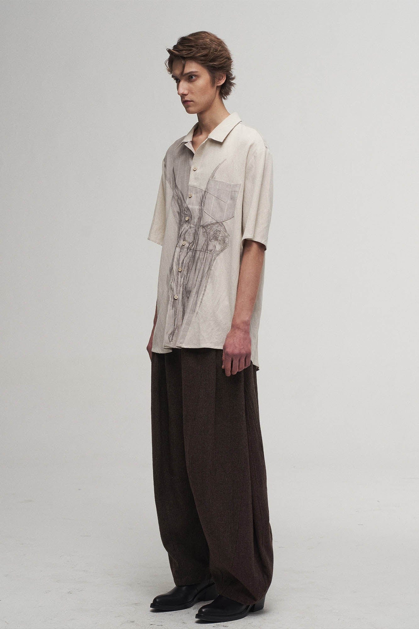 ILNya Nieternite Nifutur Winged Angel Sketch Spliced Half-Sleeve Shirt