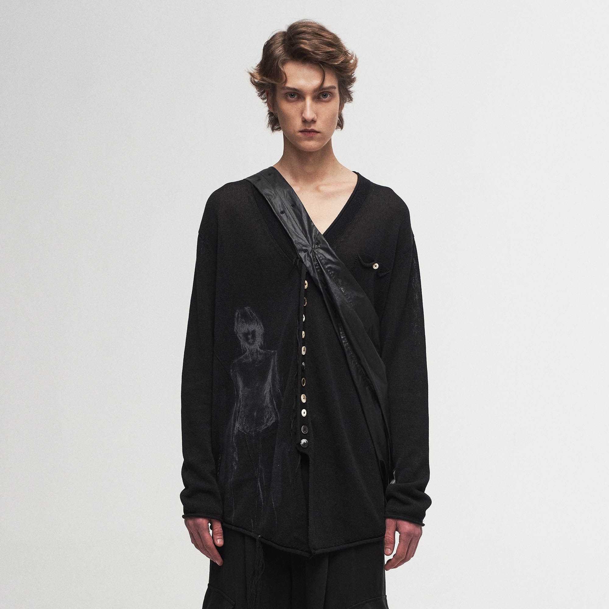 ILNya Nieternite Nifutur Ghostly Graphic Sheer Oversized Cardigan, premium urban and streetwear designers apparel on PROJECTISR.com, ILNya Nieternite Nifutur