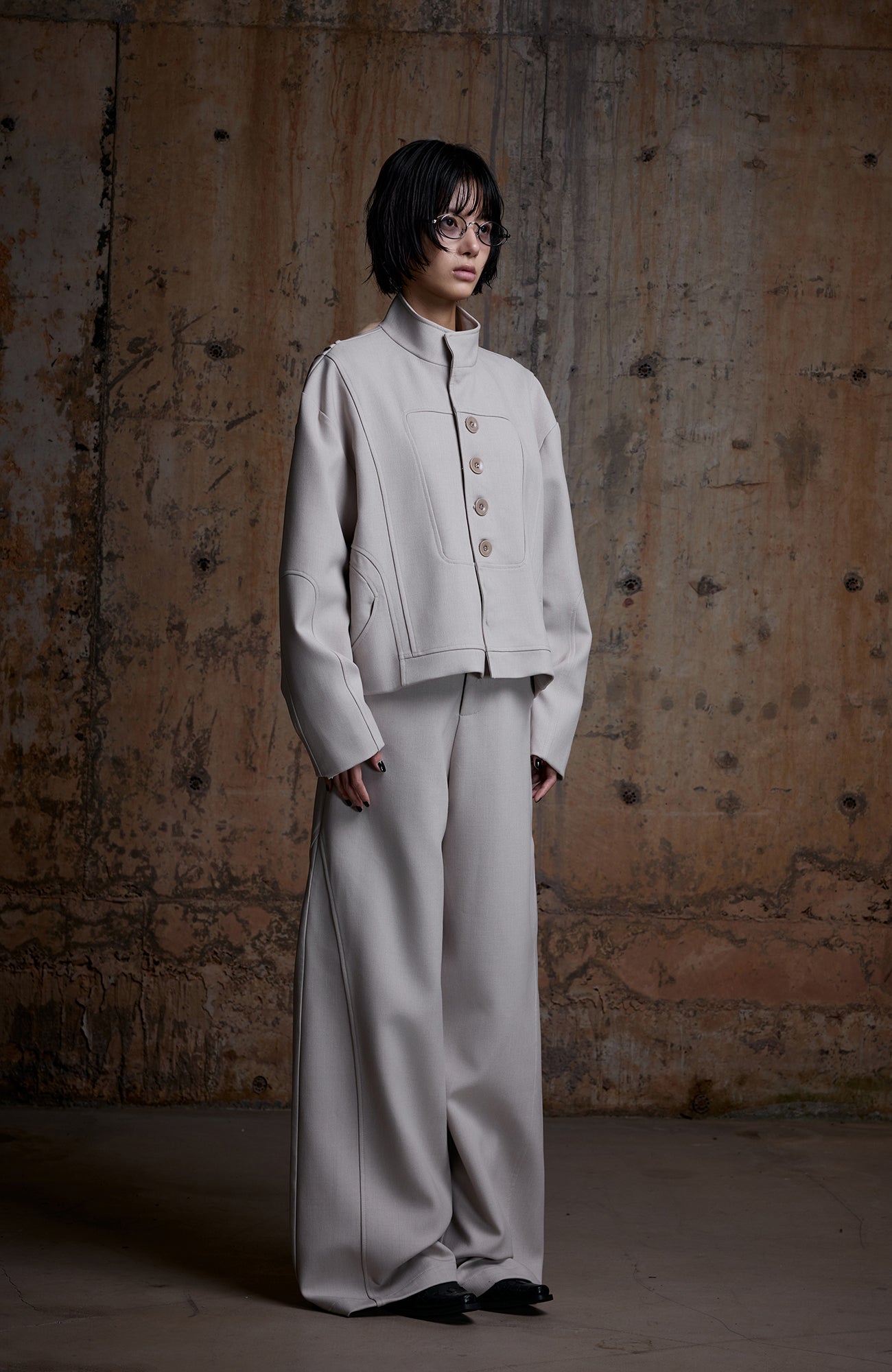 2000RSK Spliced Lace-Up Mock-Neck Jacket