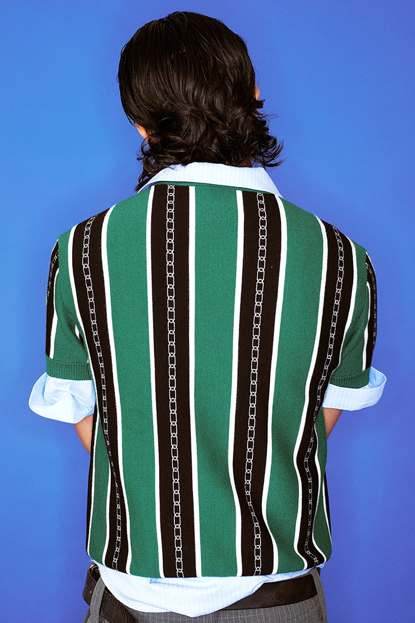 TRECLUB Retro Chain Stripe Knit T-Shirt, premium urban and streetwear designers apparel on PROJECTISR.com, TRECLUB