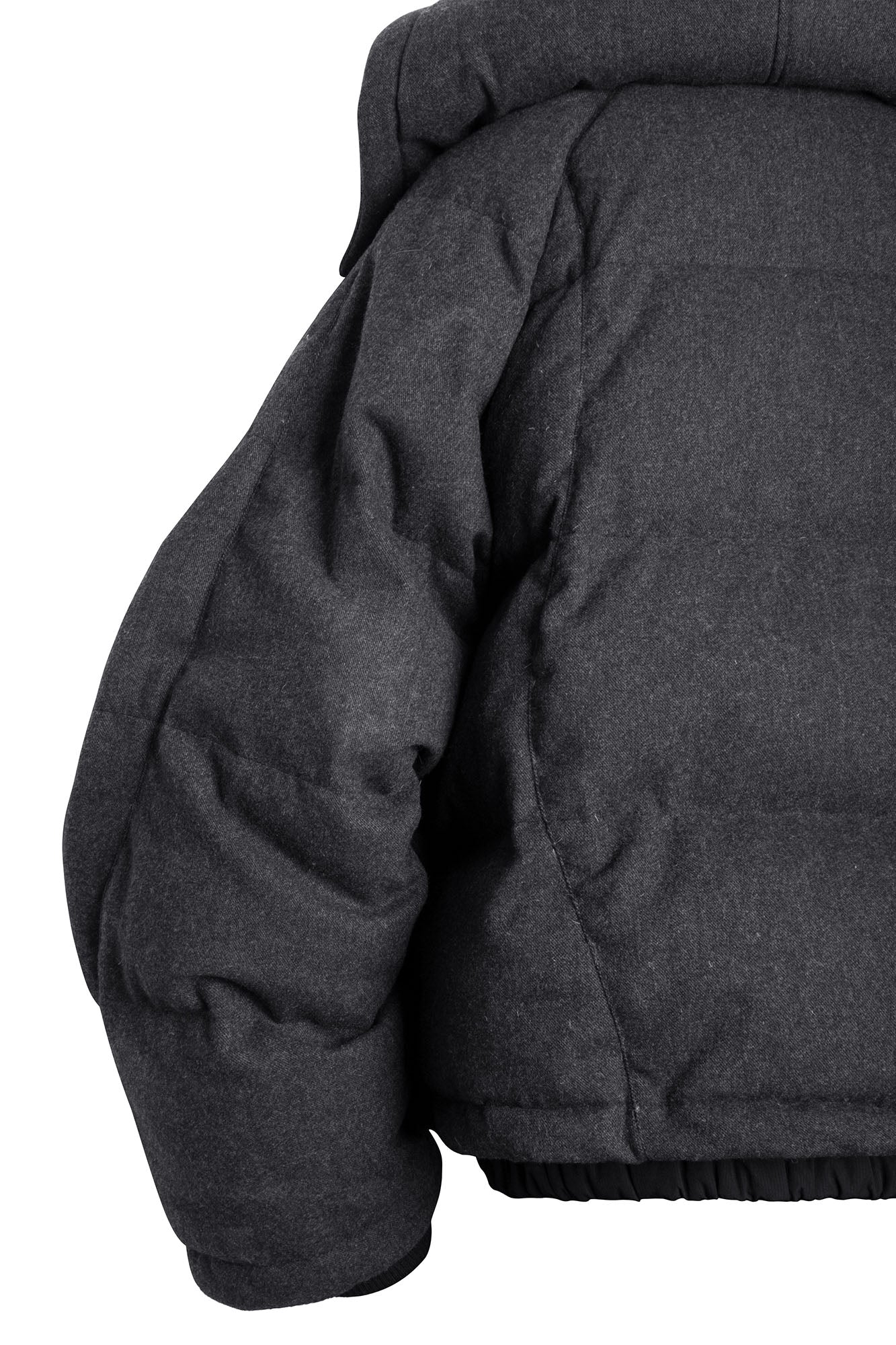 RELABEL Layered Detachable Hood Wool-Blend Puffer Jacket Gray