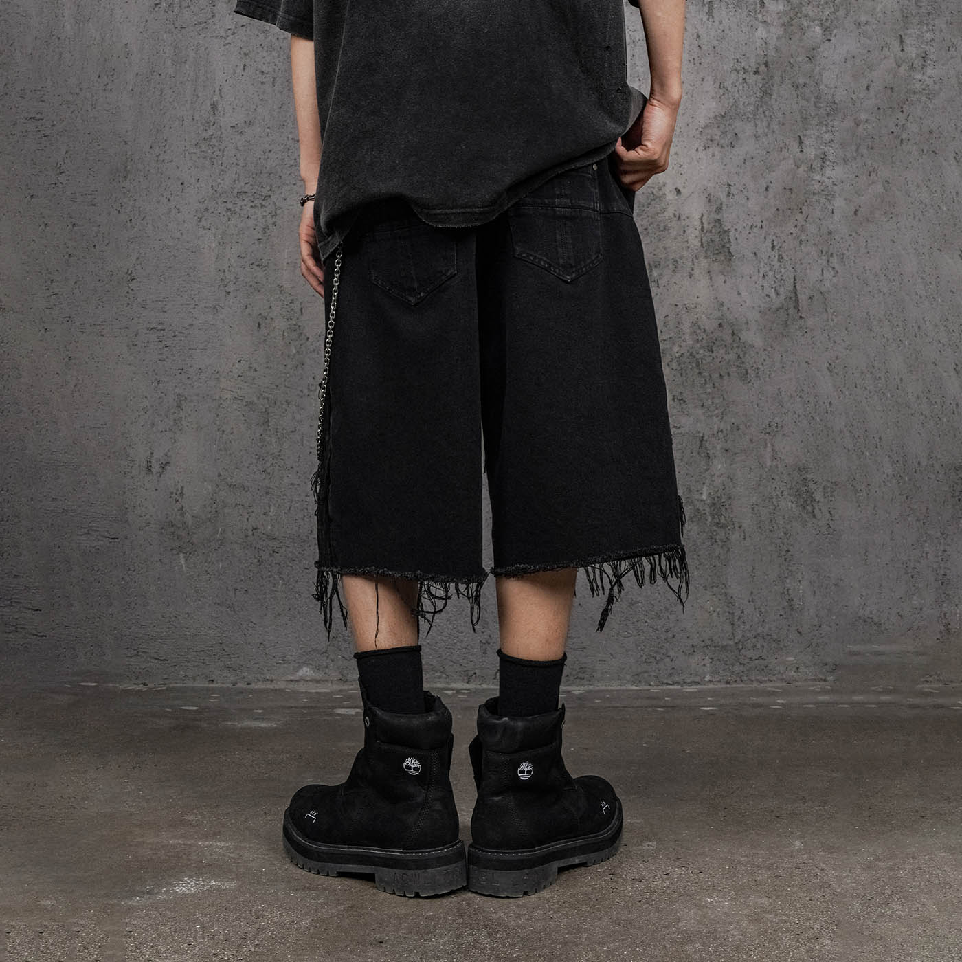 UNDERWATER Heavily Frayed Layered Denim Shorts, premium urban and streetwear designers apparel on PROJECTISR.com, UNDERWATER