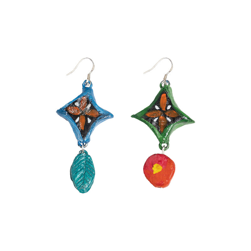NERHI Tribal Clay Charm-Drop Earrings