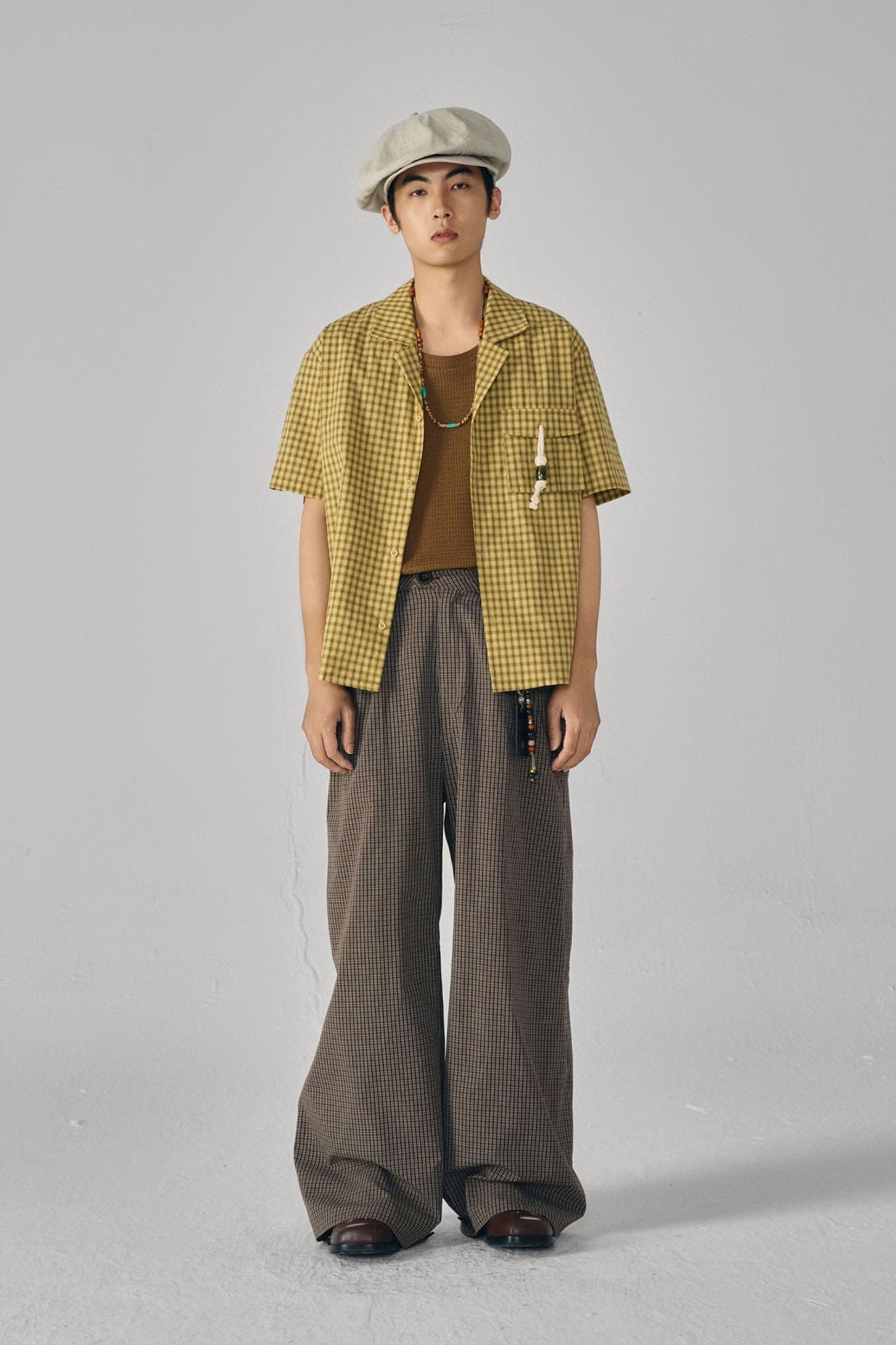 GONGHE REPUB Retro Paid Spliced Wide-Leg Pants, premium urban and streetwear designers apparel on PROJECTISR.com, GONGHE REPUB