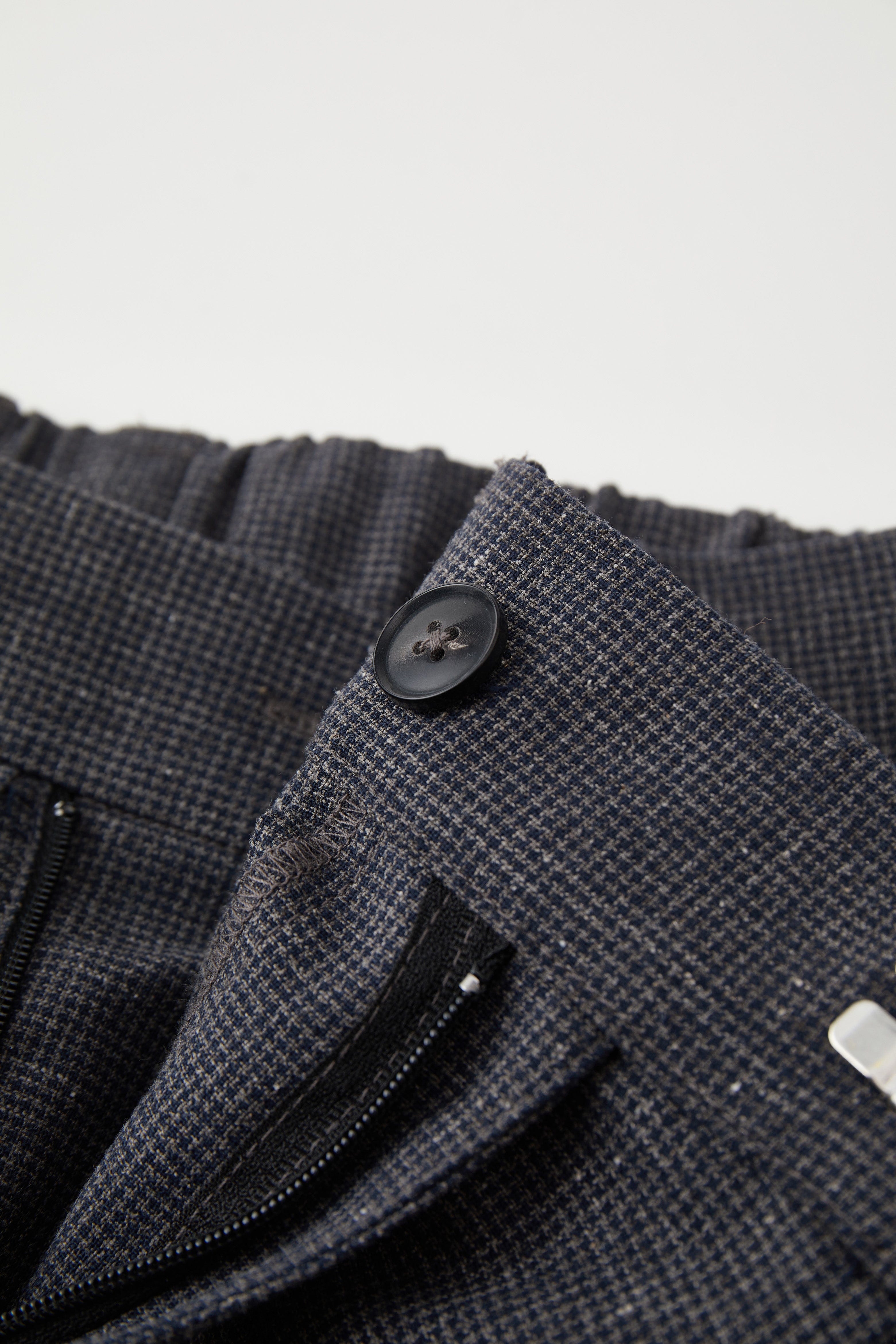OPICLOTH Asymmetric Pleated Linen-Blend Micro Check Pants