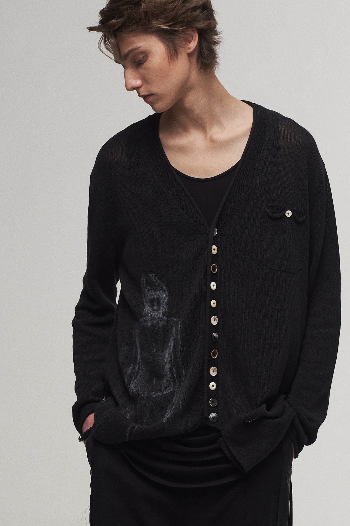 ILNya Nieternite Nifutur Ghostly Graphic Sheer Oversized Cardigan, premium urban and streetwear designers apparel on PROJECTISR.com, ILNya Nieternite Nifutur