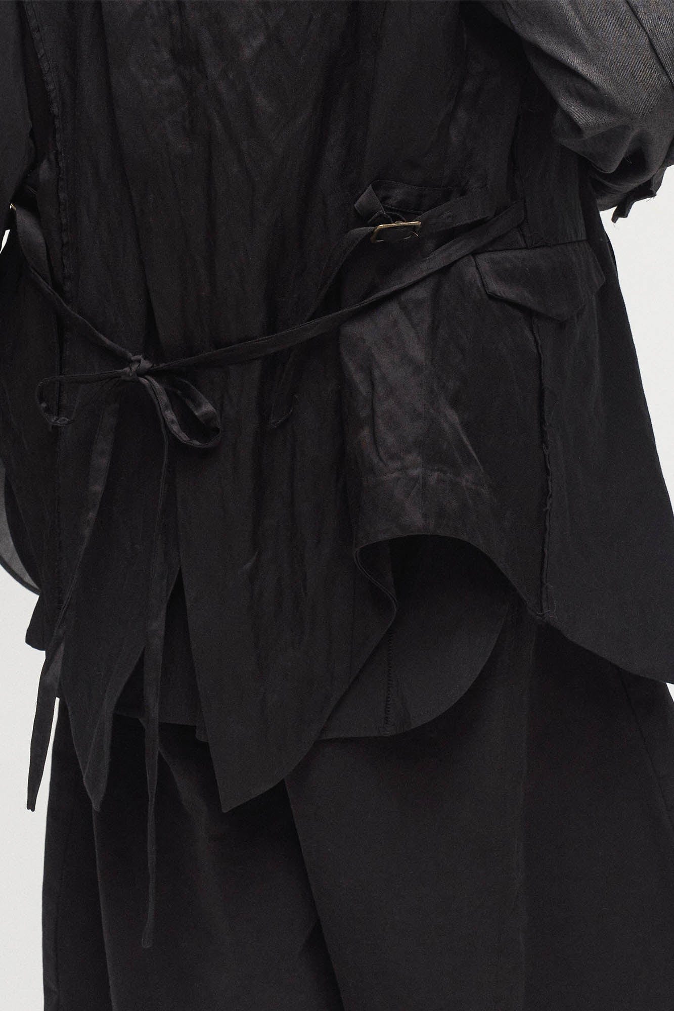 ILNya Nieternite Nifutur Asymmetrical Shawl Collar Belted Crinkled Vest, premium urban and streetwear designers apparel on PROJECTISR.com, ILNya Nieternite Nifutur