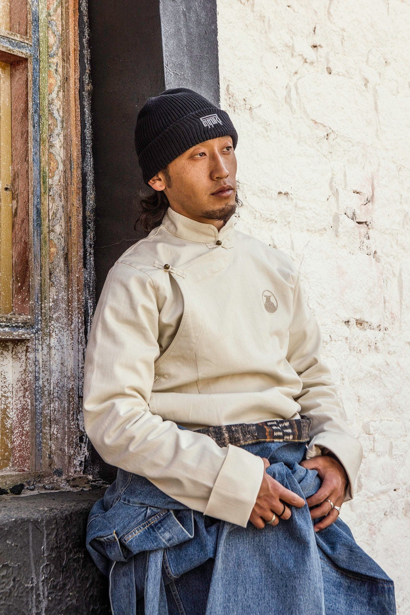 NERHI Asymmetrical Frog Button Mandarin Collar Shirt, premium urban and streetwear designers apparel on PROJECTISR.com, NERHI