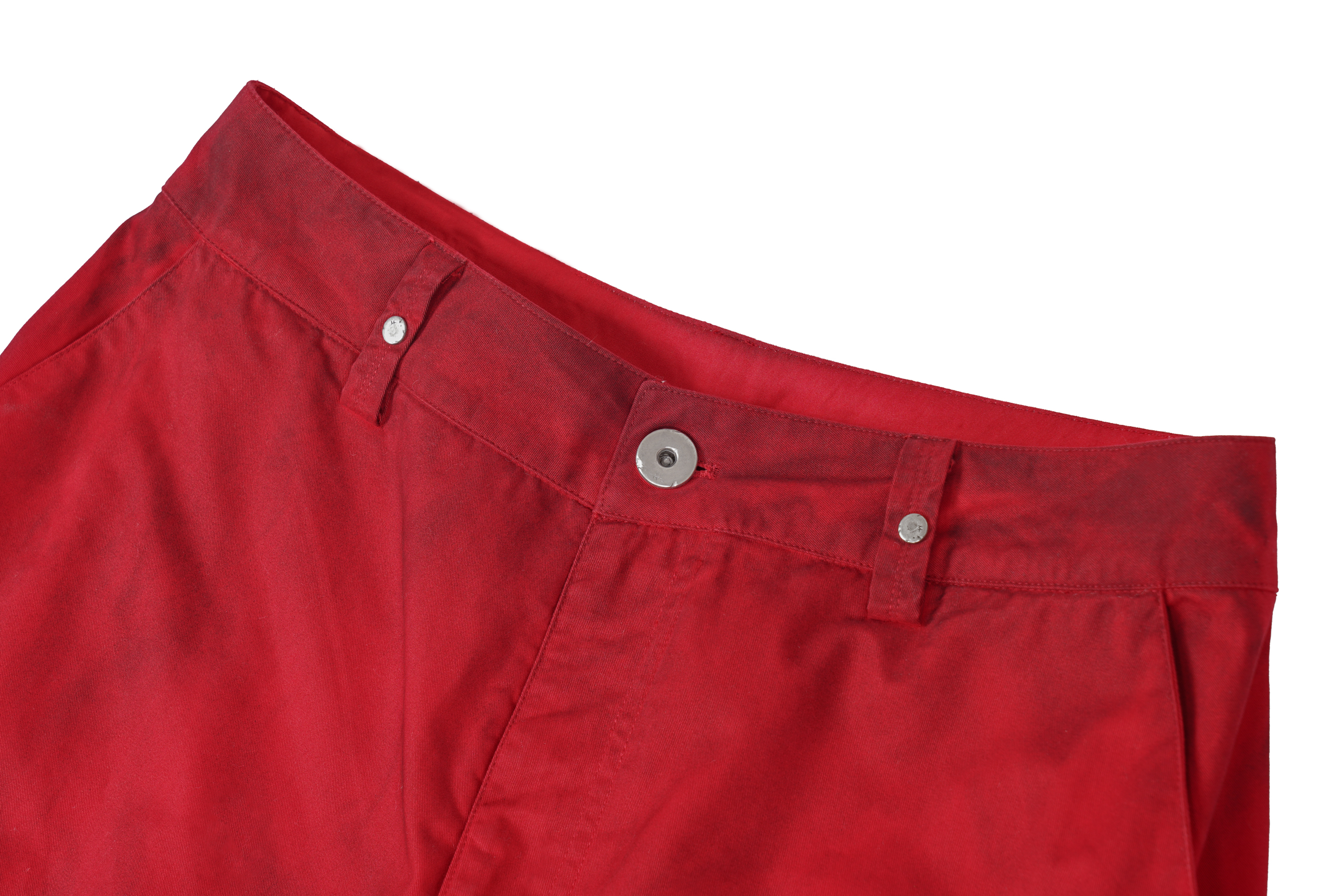 UNDERWATER Burnt Red Dirty-Dyed Moleskin Cargo Pants, premium urban and streetwear designers apparel on PROJECTISR.com, UNDERWATER