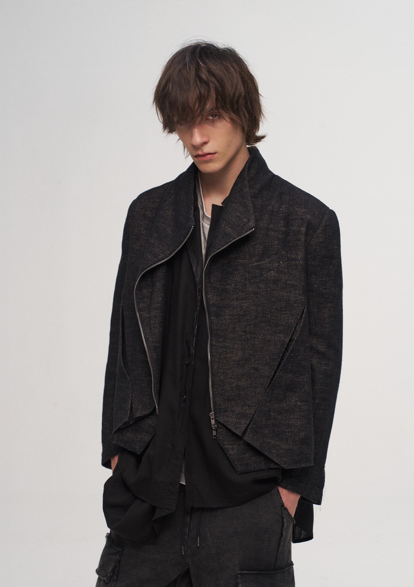 ILNya Nieternite Nifutur Double-Layer Weave Linen Jacket Black, premium urban and streetwear designers apparel on PROJECTISR.com, ILNya Nieternite Nifutur