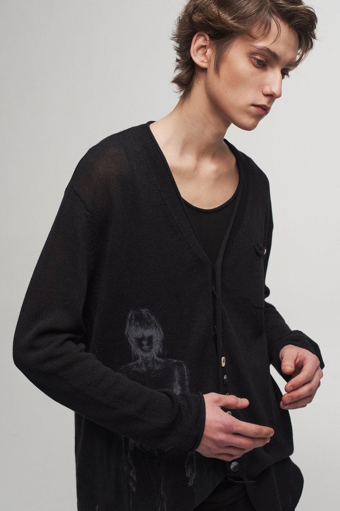 ILNya Nieternite Nifutur Ghostly Graphic Sheer Oversized Cardigan, premium urban and streetwear designers apparel on PROJECTISR.com, ILNya Nieternite Nifutur