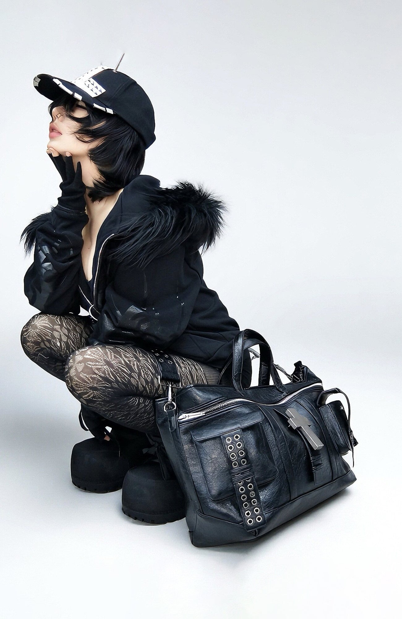 REBEL WAVE Cross Faux Leather Tote Bag