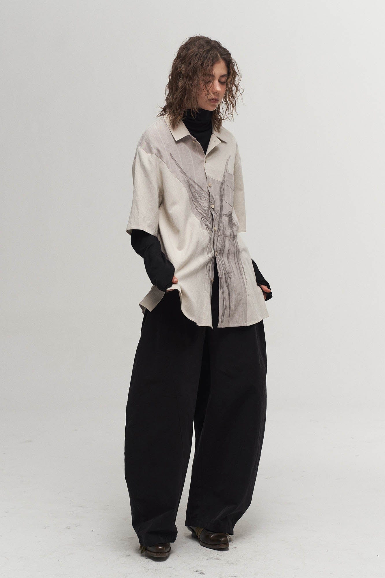 ILNya Nieternite Nifutur High-Waisted Pleated Wide-Leg Pants, premium urban and streetwear designers apparel on PROJECTISR.com, ILNya Nieternite Nifutur