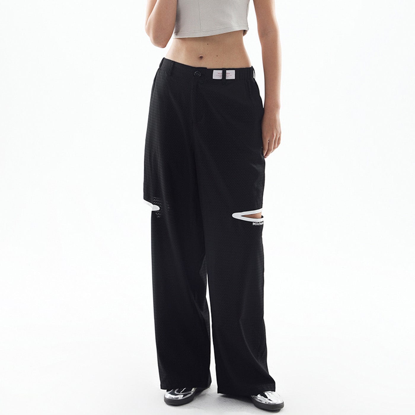 MIICHOUS Modern Cut-out Logo Pants, premium urban and streetwear designers apparel on PROJECTISR.com, Miichous