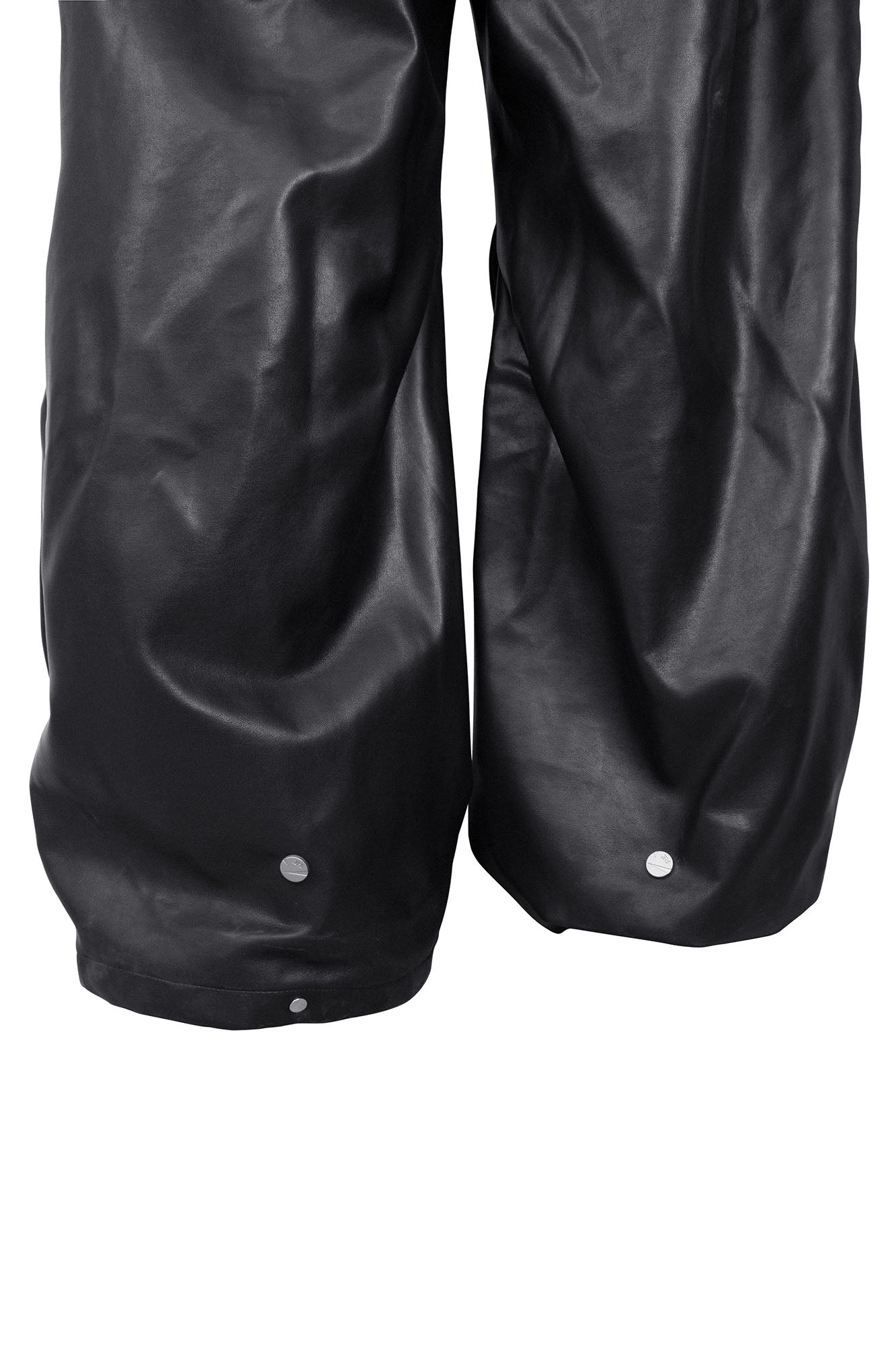 RELABEL Pleated Rivet Oversized PU Pants, premium urban and streetwear designers apparel on PROJECTISR.com, RELABEL