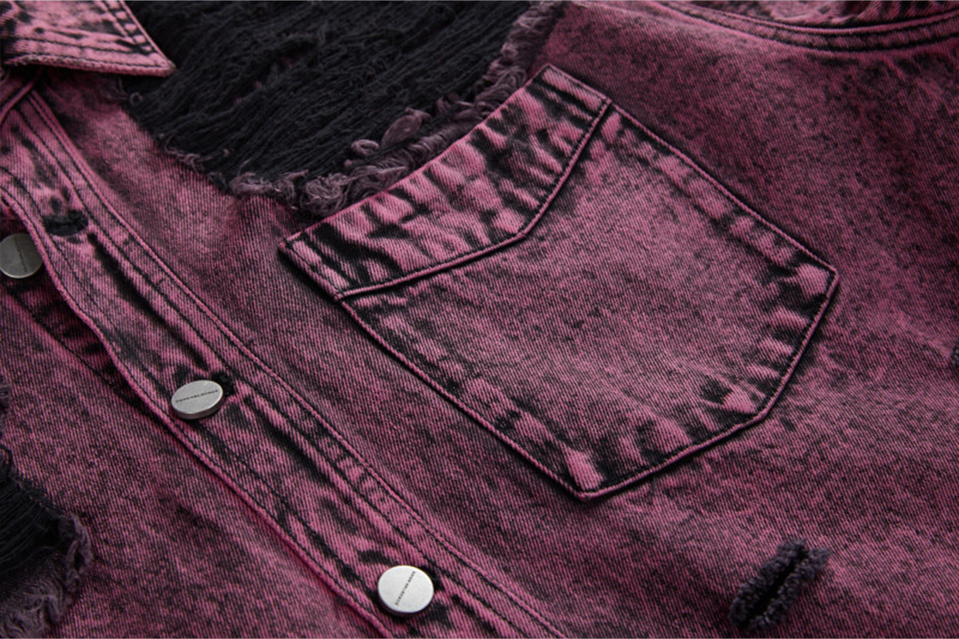 VANN VALRENCE Distressed Frayed Denim Shirt Jacket, premium urban and streetwear designers apparel on PROJECTISR.com, VANN VALRENCE