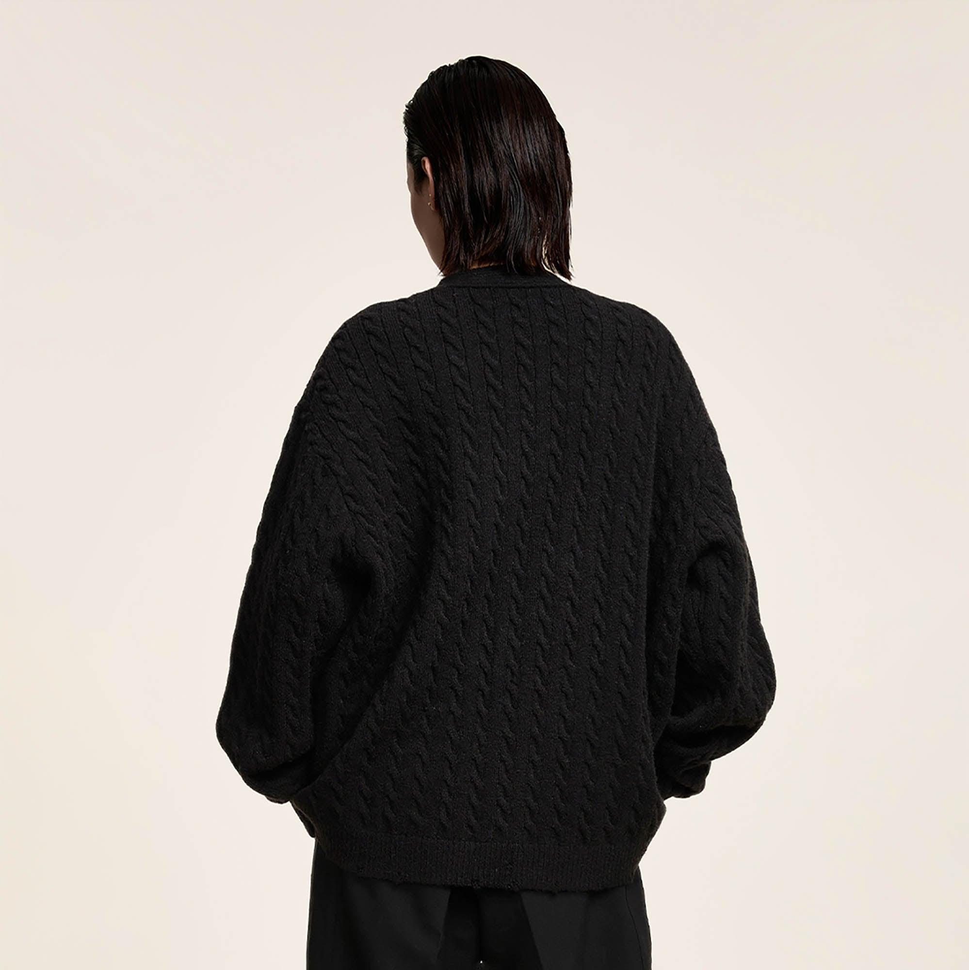 OPICLOTH Cable-Knit V-Neck Button-Up Cardigan, premium urban and streetwear designers apparel on PROJECTISR.com, OPICLOTH