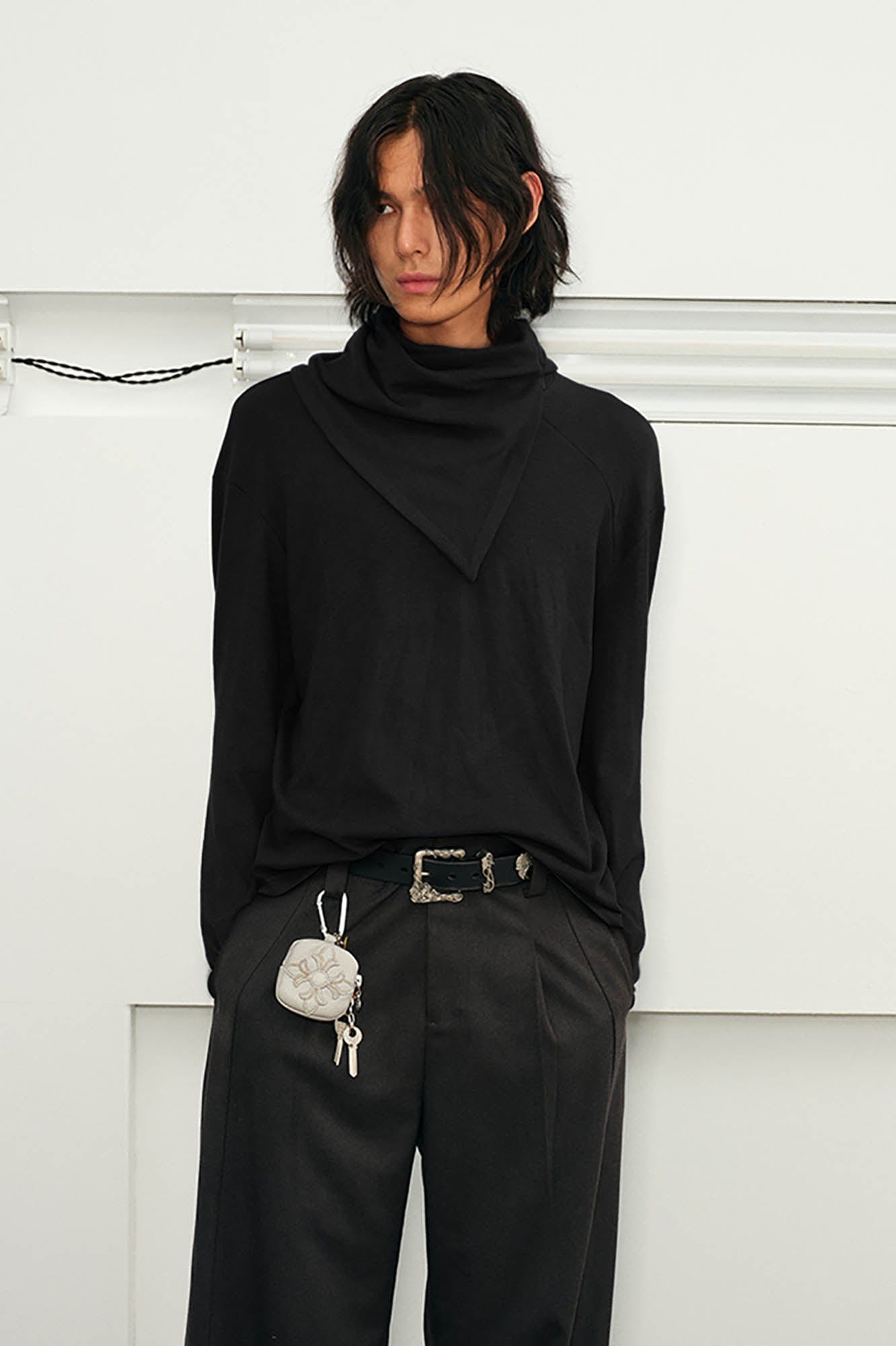 KREATE Scarf Collar Knitted Long-Sleeve Tee, premium urban and streetwear designers apparel on PROJECTISR.com, KREATE