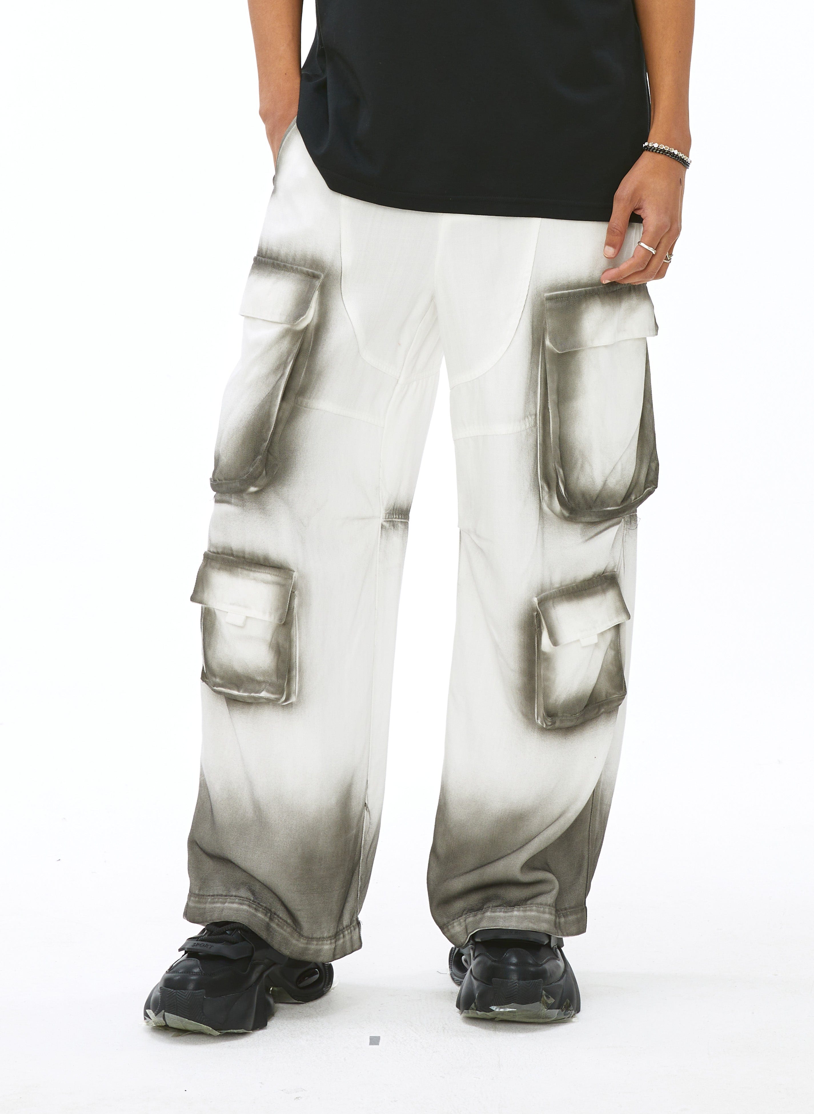 VANN VALRENCE Faded Spray-Dyed Multi-Pocket Cargo Pants, premium urban and streetwear designers apparel on PROJECTISR.com, VANN VALRENCE
