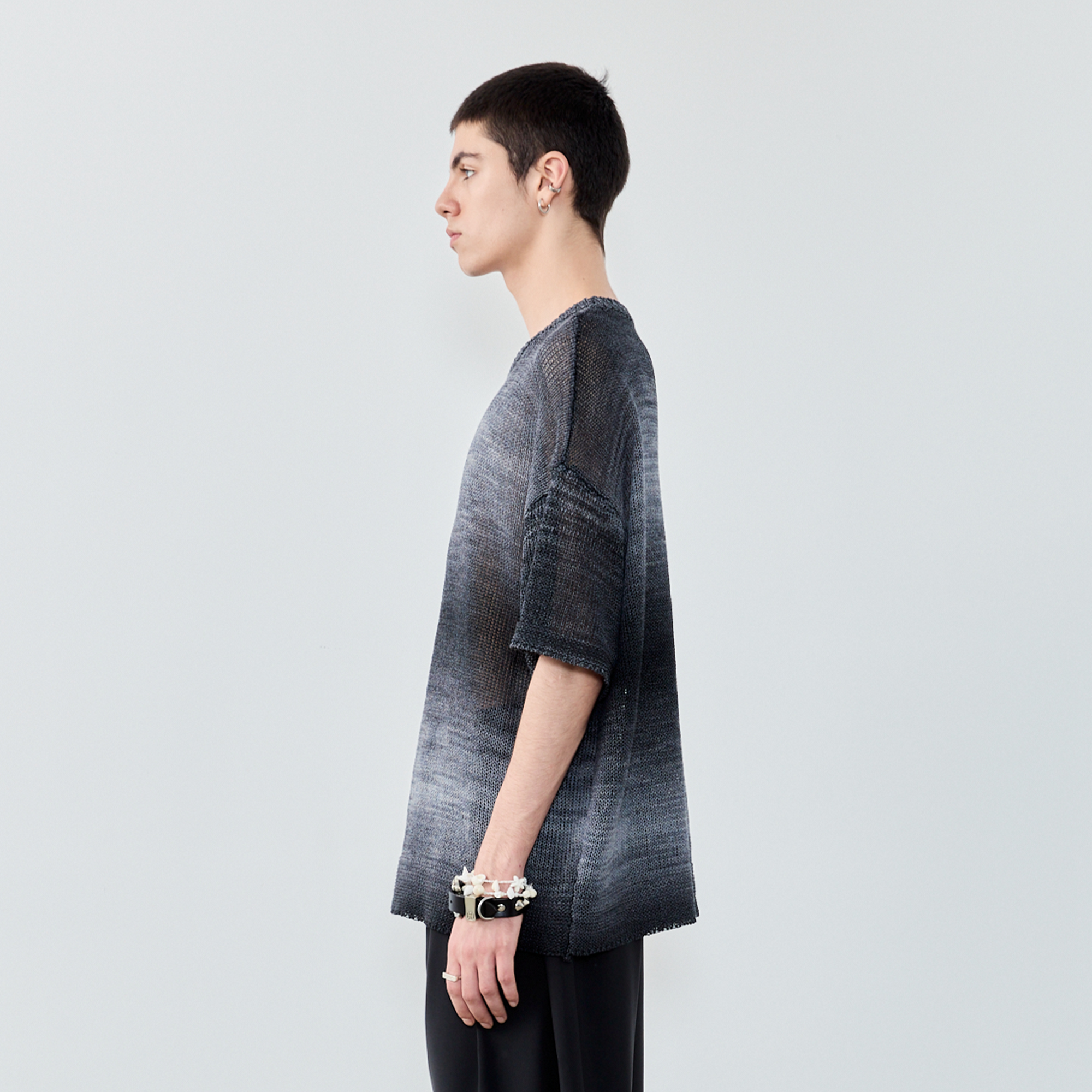 GRAINMUSTARD Gradient Open-Knit Paper-Yarn Tee