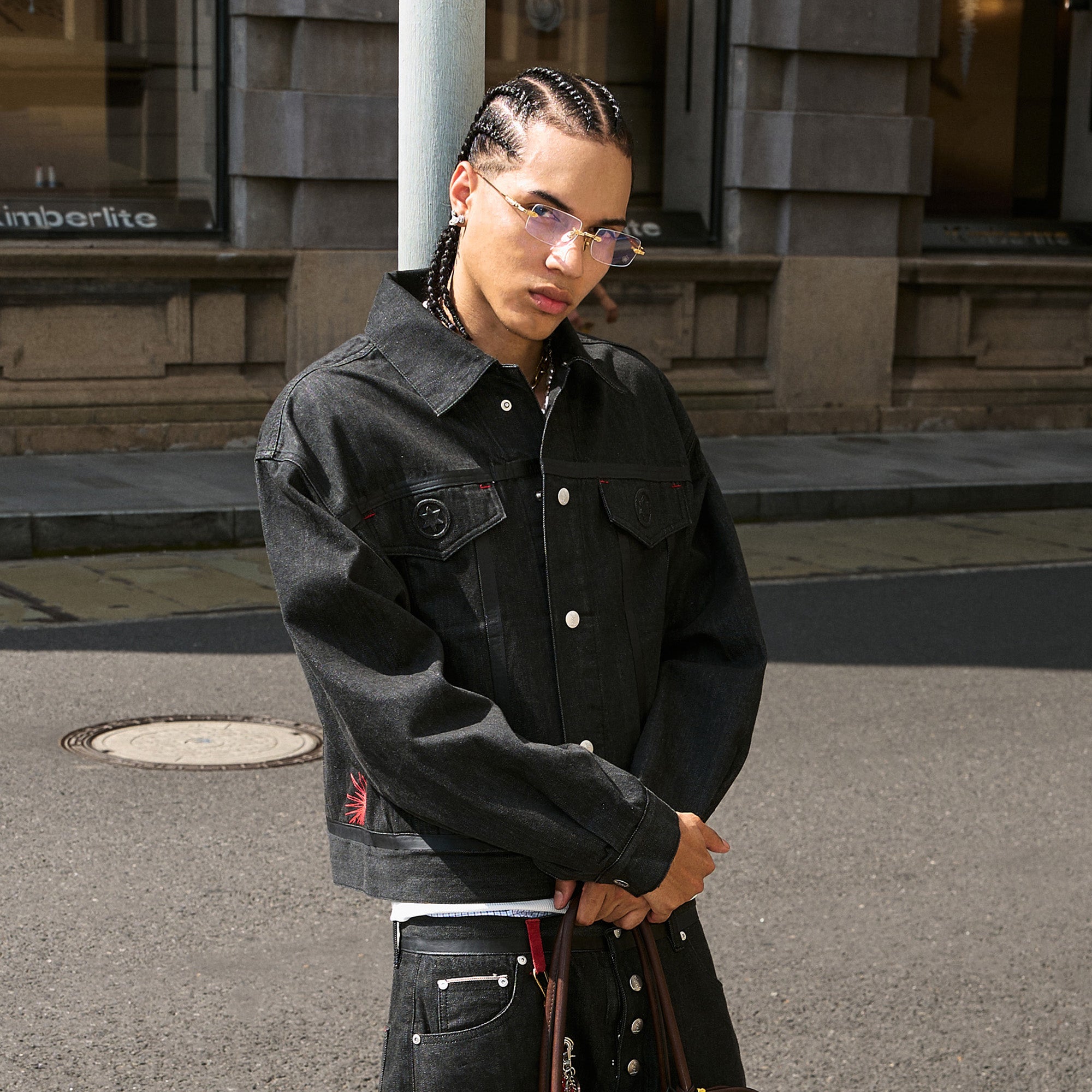 STEEPC LOGO Embossed Boxy Selvedge Denim Jacket