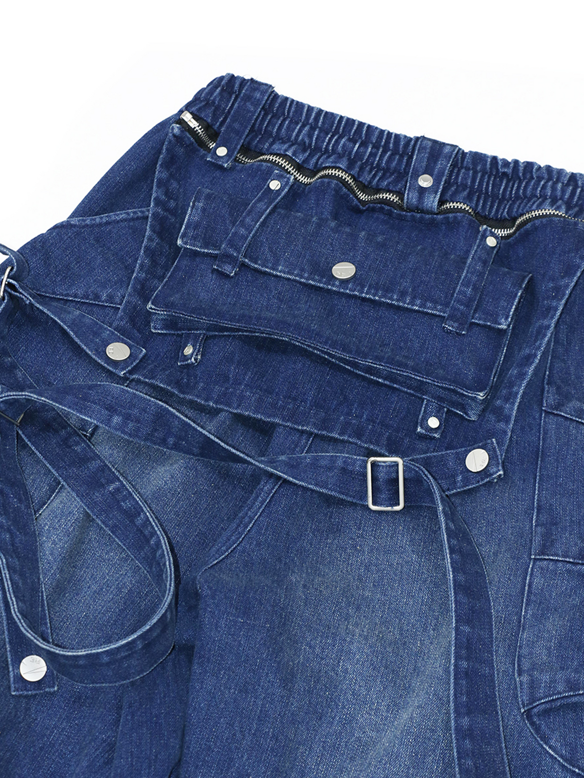 RELABEL Washed Detachable Suspender Cargo Jeans