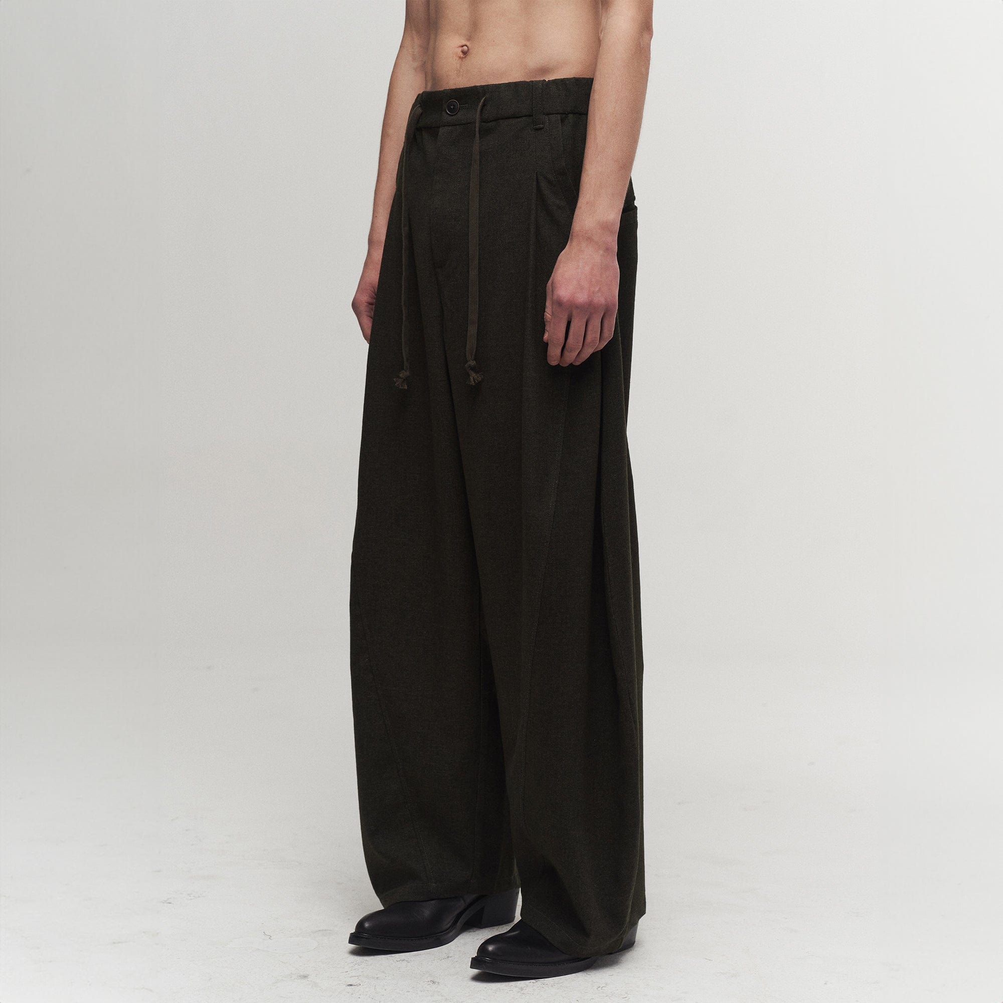 ILNya Nieternite Nifutur Slanted Spliced Drawstring Wide-Leg Pants