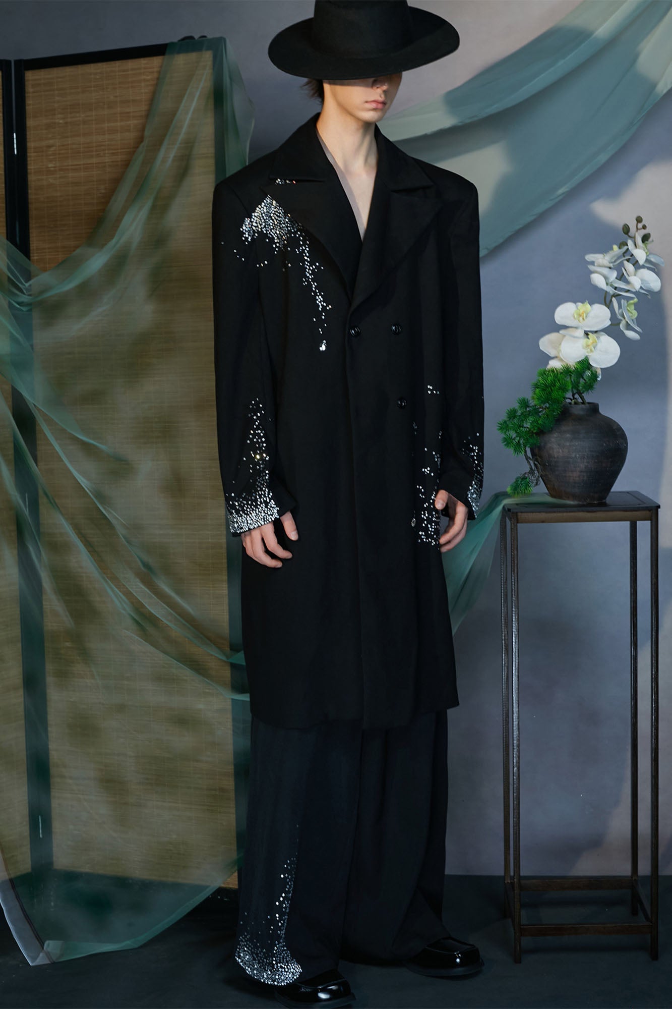 JIECHI Diamond Wide-Leg Pants