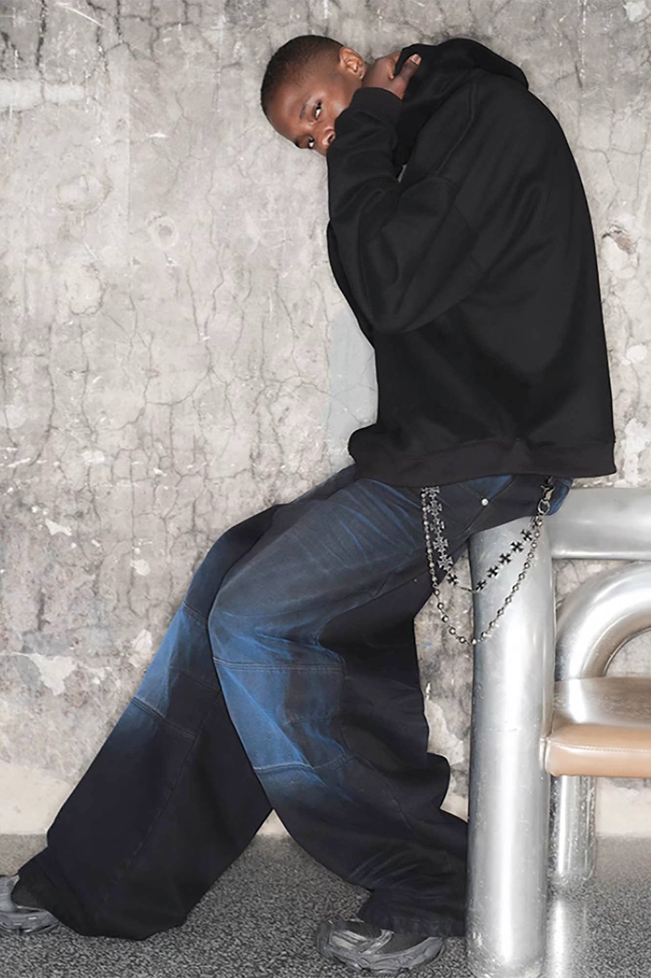 TRIANGLE PROJECT Faded Wide-Leg Denim Pants, premium urban and streetwear designers apparel on PROJECTISR.com, TRIANGLE PROJECT