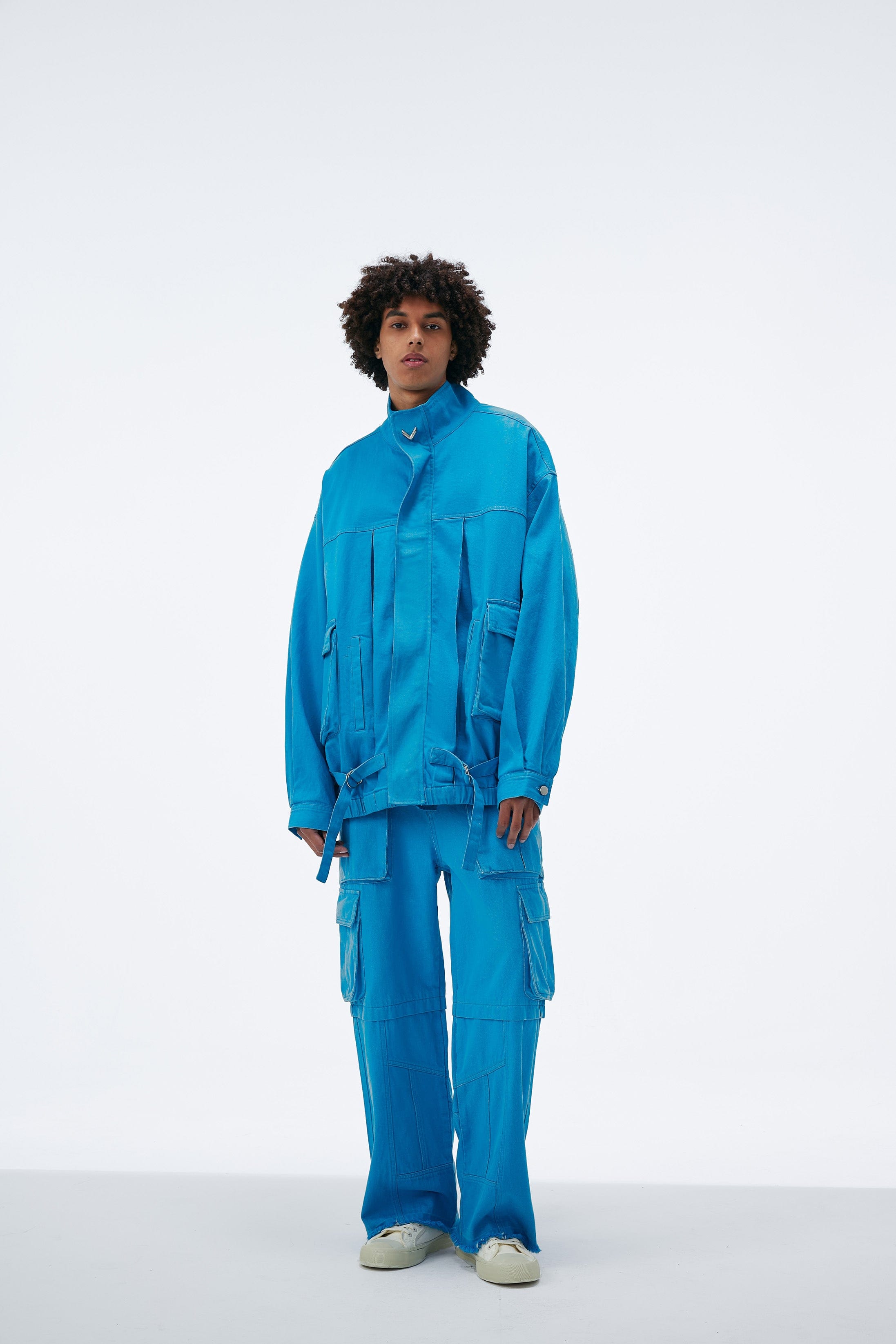 VANN VALRENCE Utility Pockets Denim Drawstring Oversized Jacket, premium urban and streetwear designers apparel on PROJECTISR.com, VANN VALRENCE