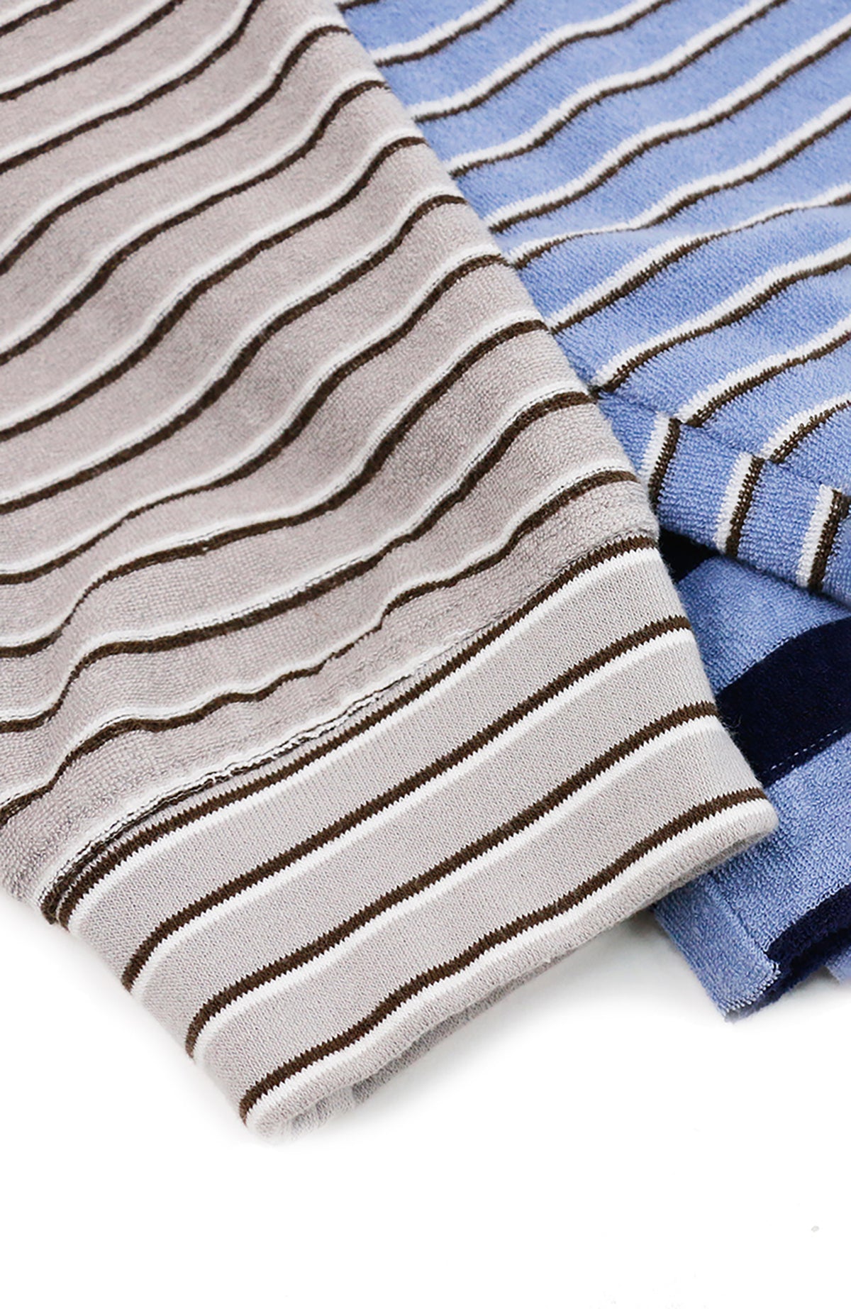 RELABEL Asymmetrical Striped Spliced Polo Long-Sleeve Tee